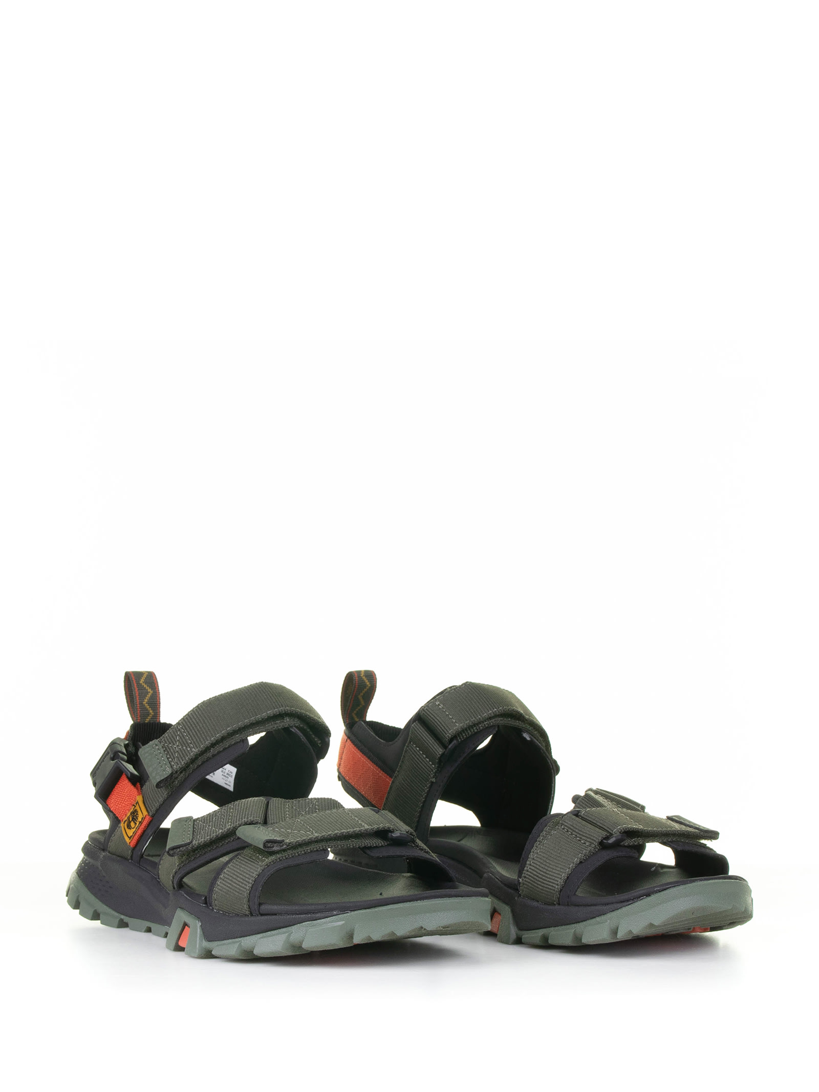 Shop Timberland Sandals With Adjustable Velcro Straps In Leaf Green