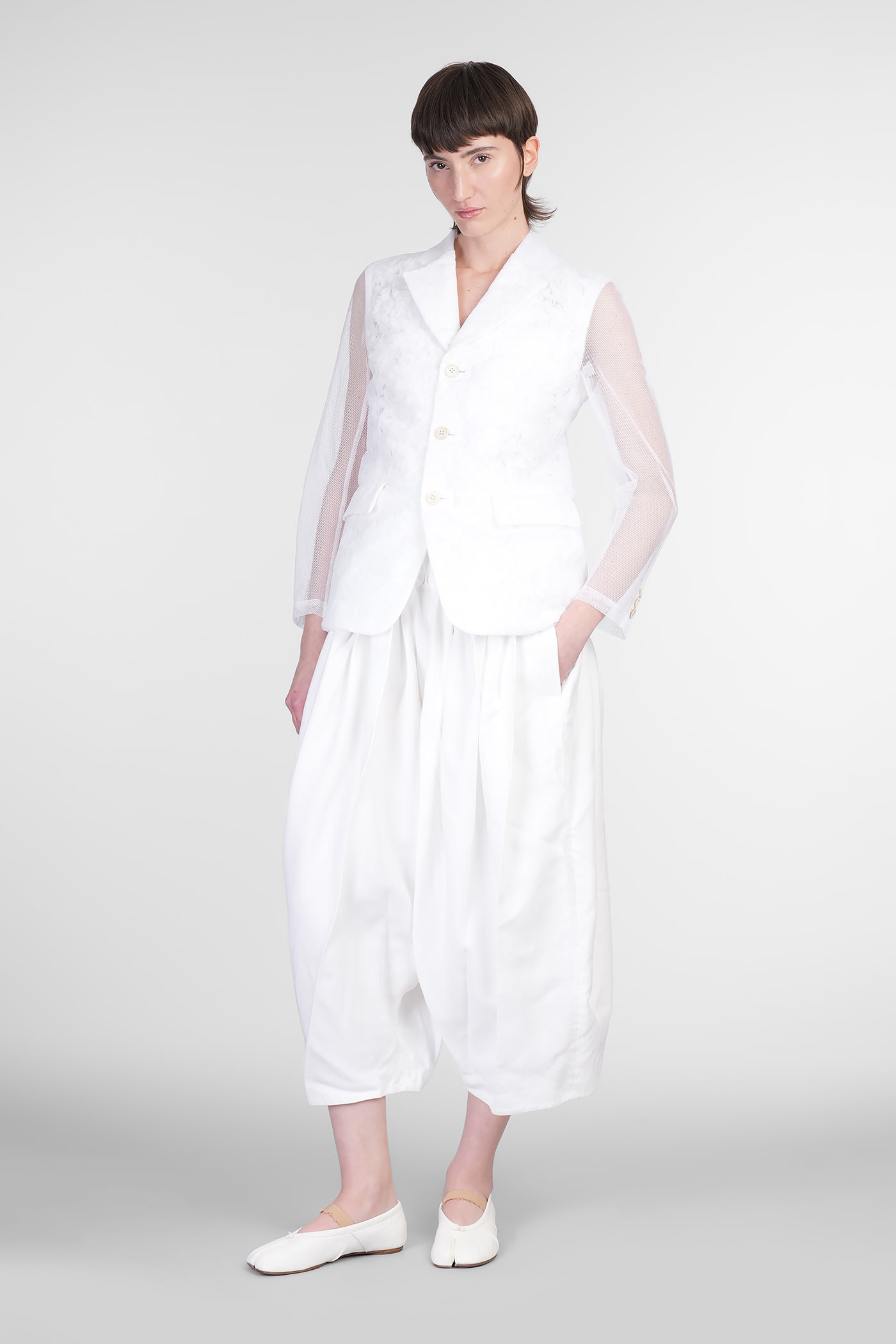 Shop Comme Des Garçons Pants In White Polyester