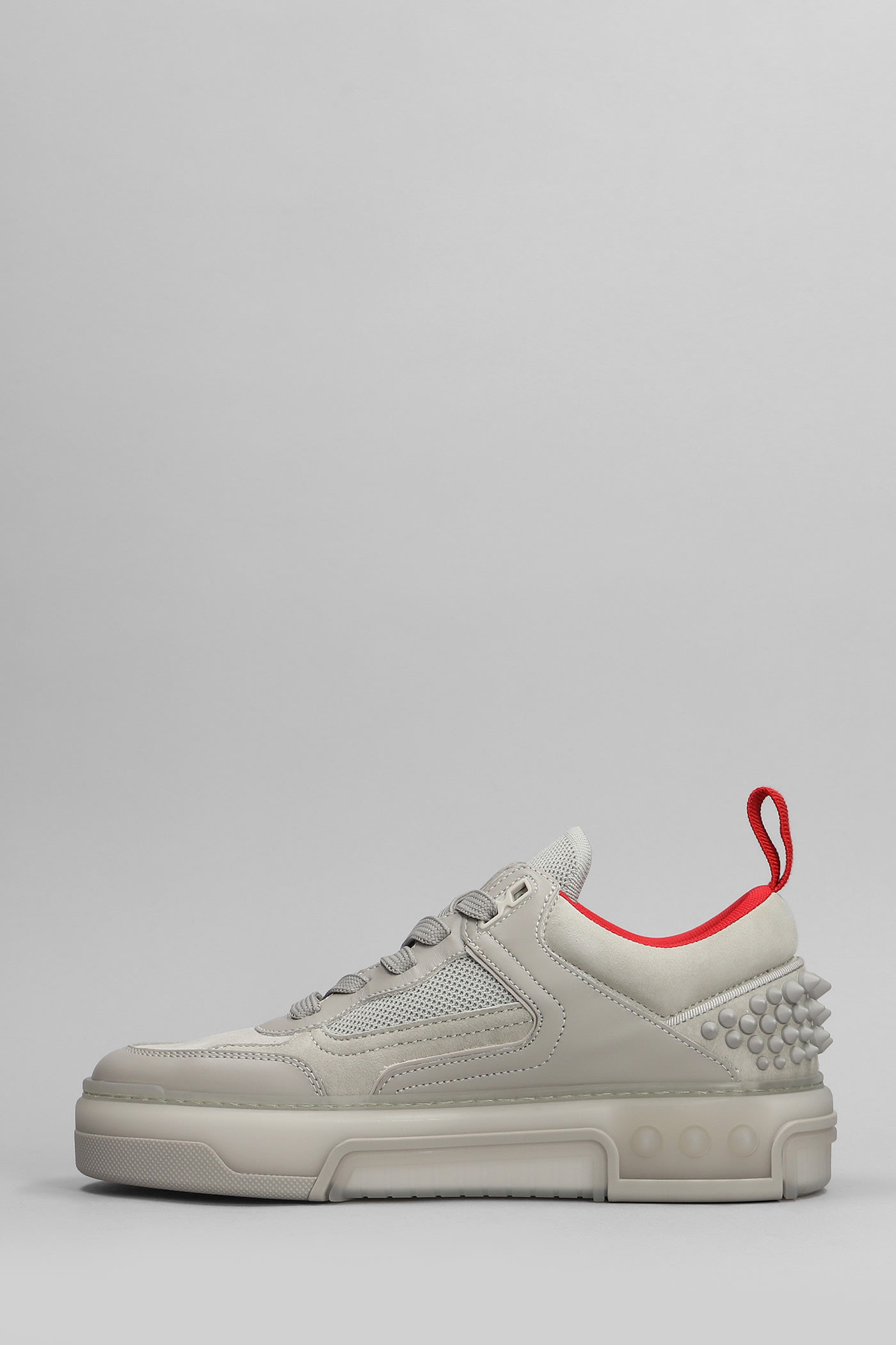 Shop Christian Louboutin Astroloubi Sneakers In Grey Suede And Leather