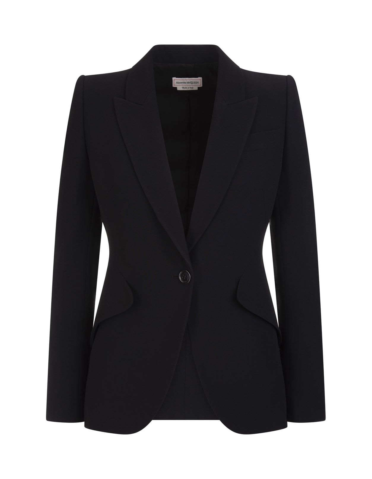 Alexander McQueen Woman Black Jacket In Thin Crepe With Pointed Shoulders