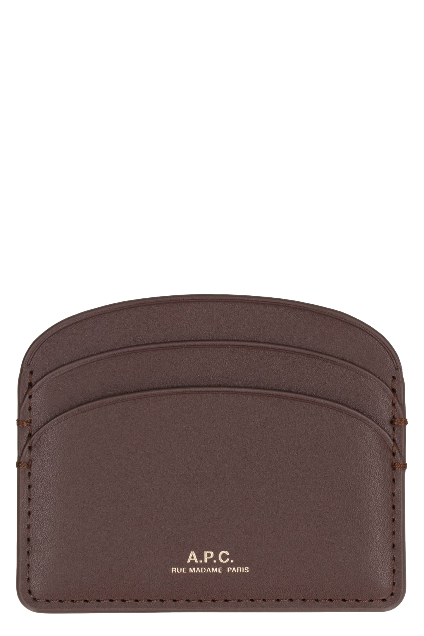Shop Apc Demi Lune Leather Card Holder In Brown