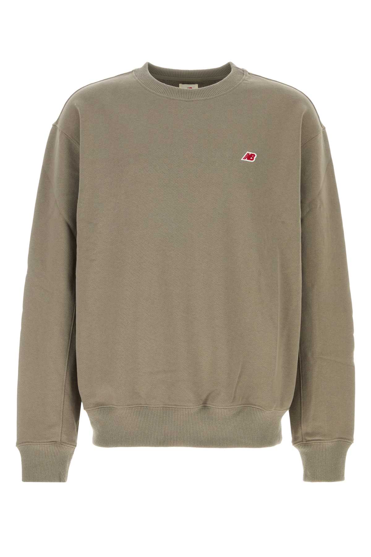 New Balance Cotton Sweatshirt With Ribbed Cuffs And Hem In Green