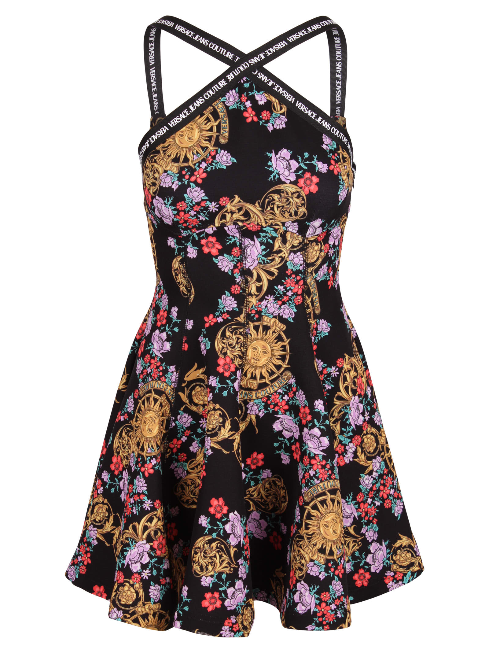 Versace Jeans Couture Floral Baroque Print Short Dress