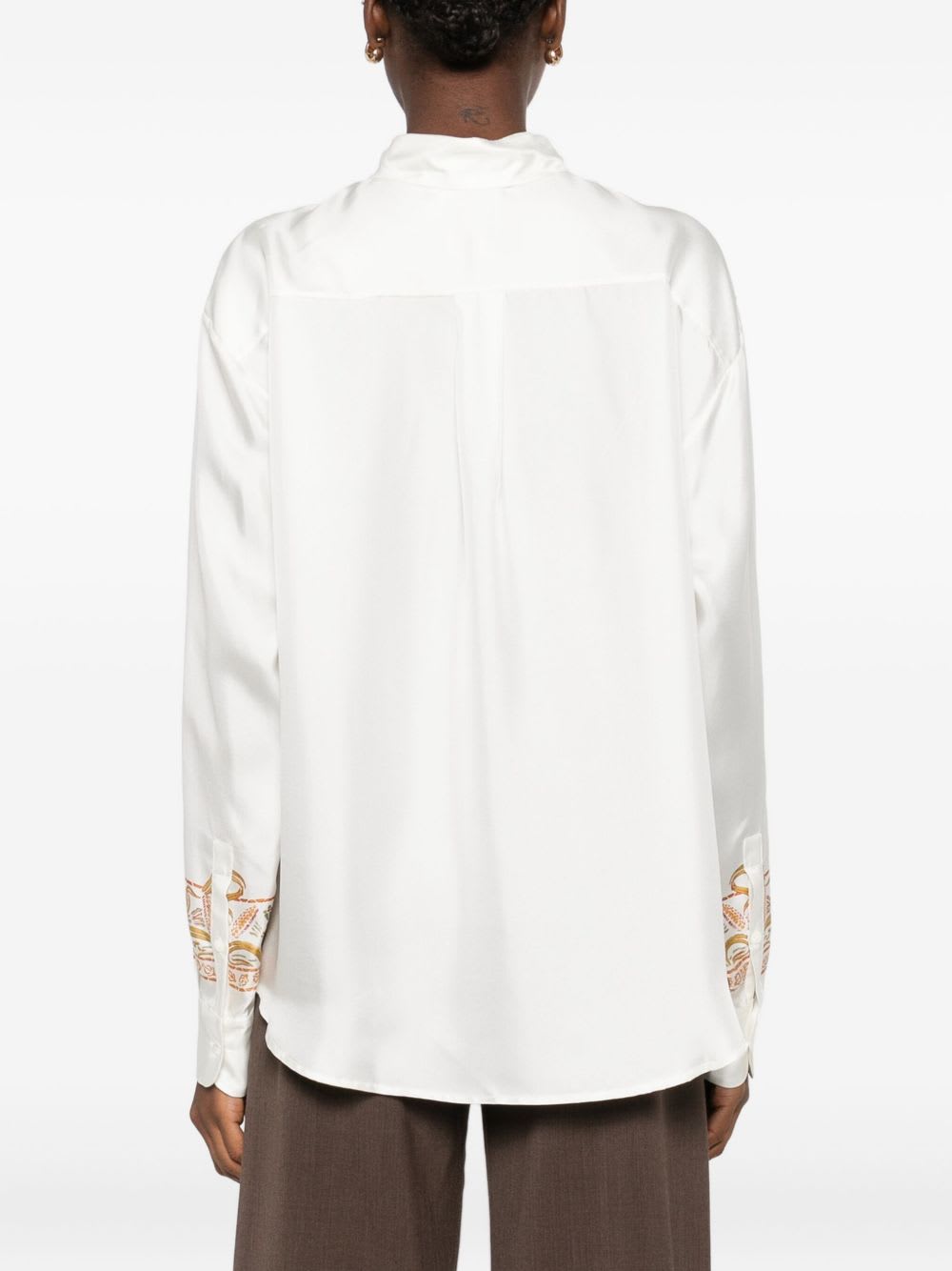 Pierre-louis Mascia Pierre Louis Mascia Embroidered Silk Shirt In White