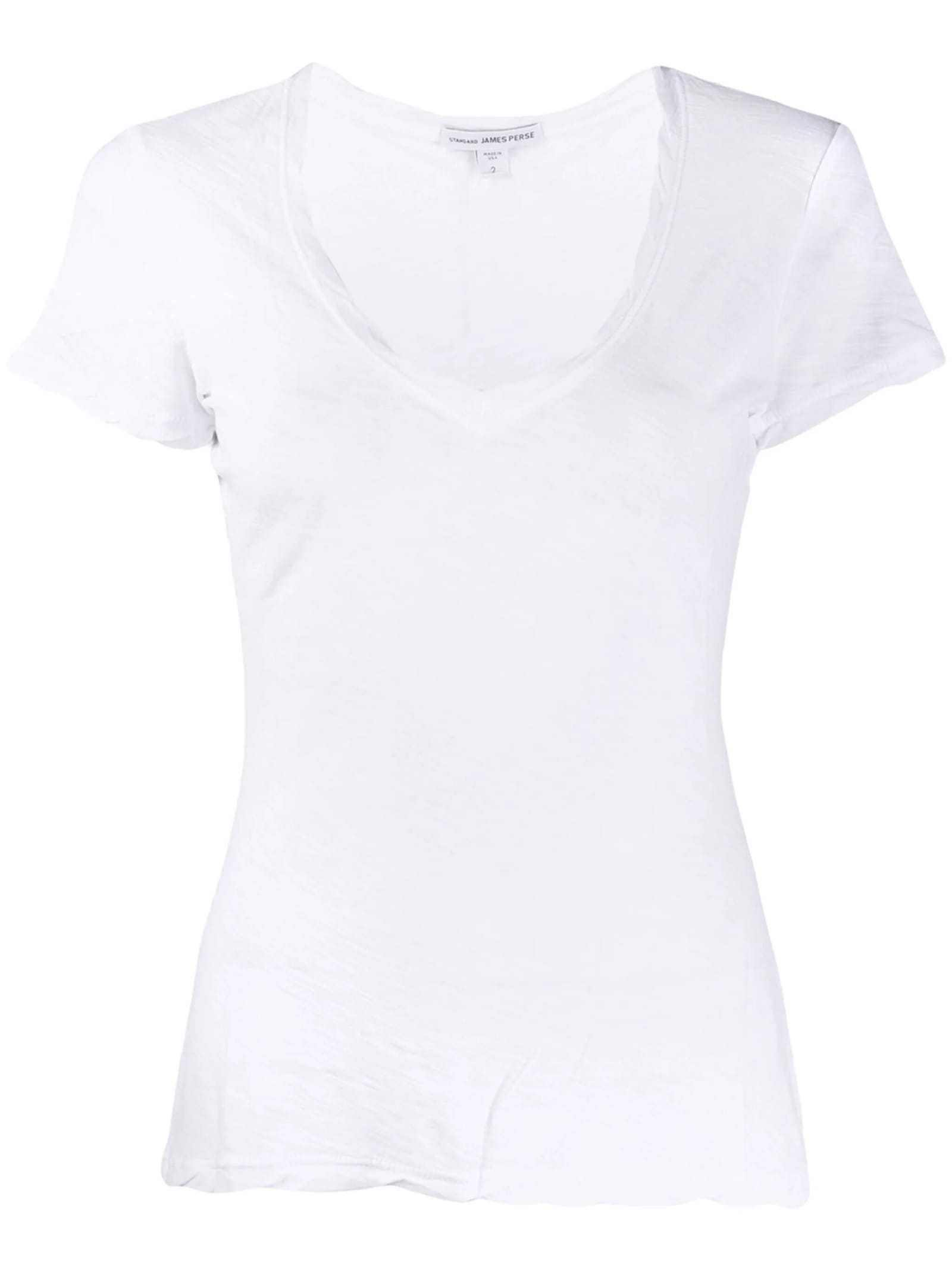 Shop James Perse Tshirt Scollo V Avvitata In White
