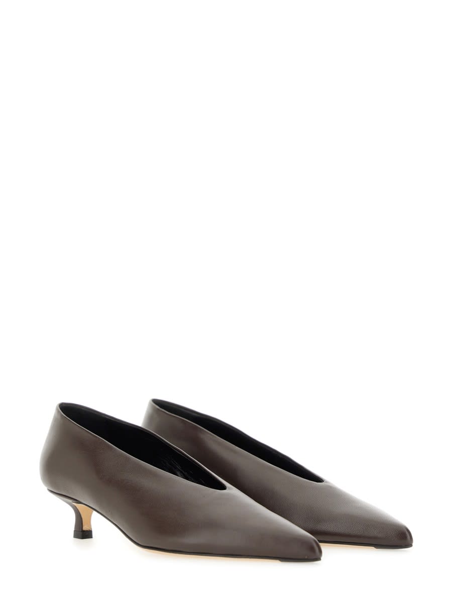 Aeyde Clara 35 Python-effect Leather Pumps In Dark Brown