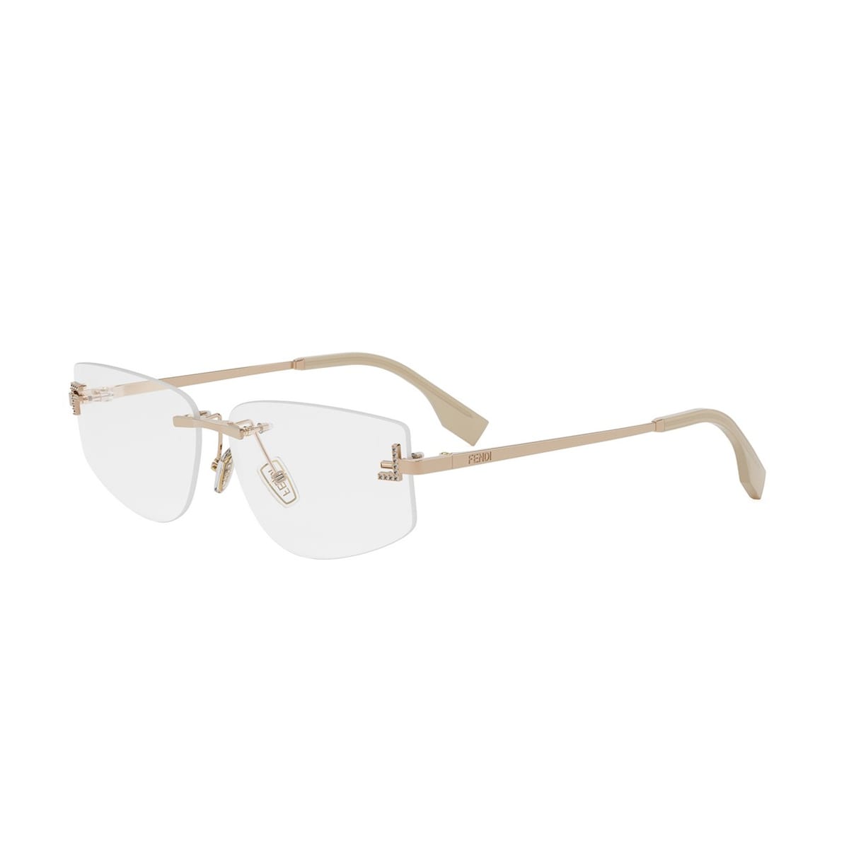 Fendi First Crystal Eyeglasses In Gold