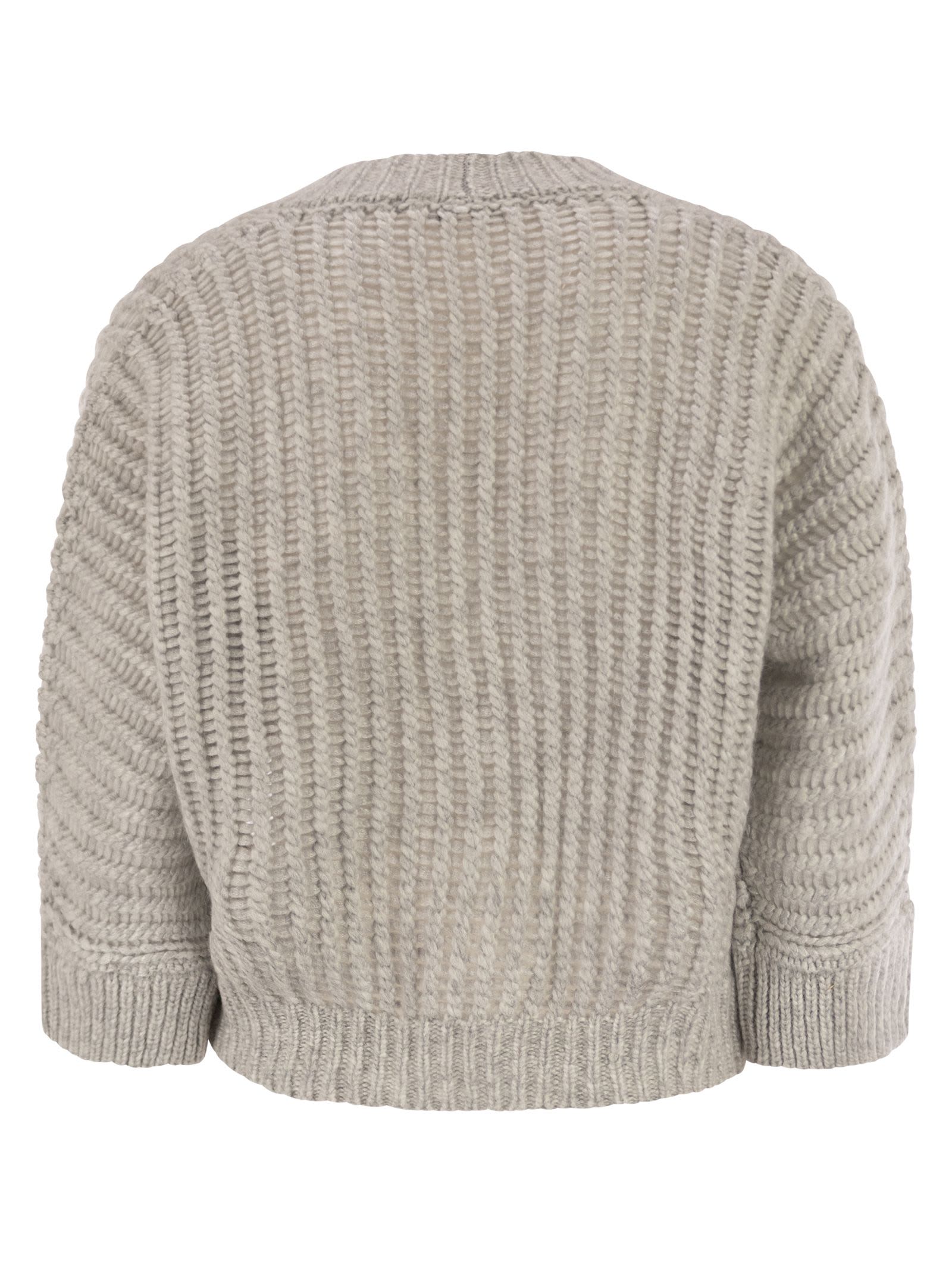 Peserico Wool And Alpaca Mesh Cardigan In Neutral