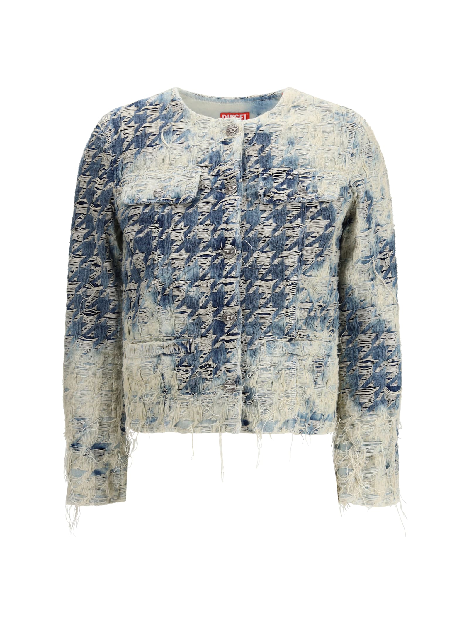 Diesel Women Houndstooth-pattern Denim Jacket In Multi