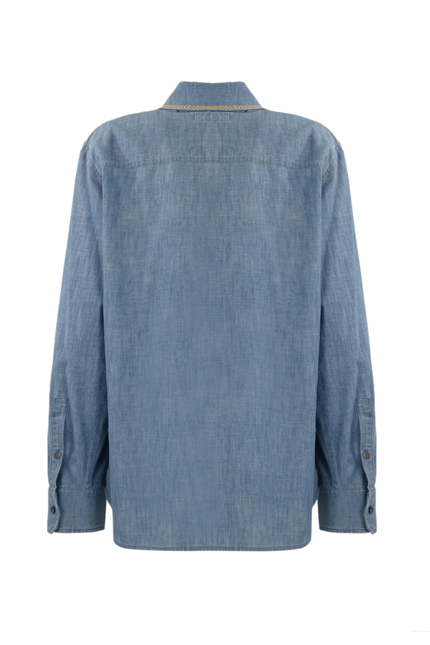 Shop Weekend Max Mara Udine Denim Effect Shirt With Embroidery In Chiaro Pulito