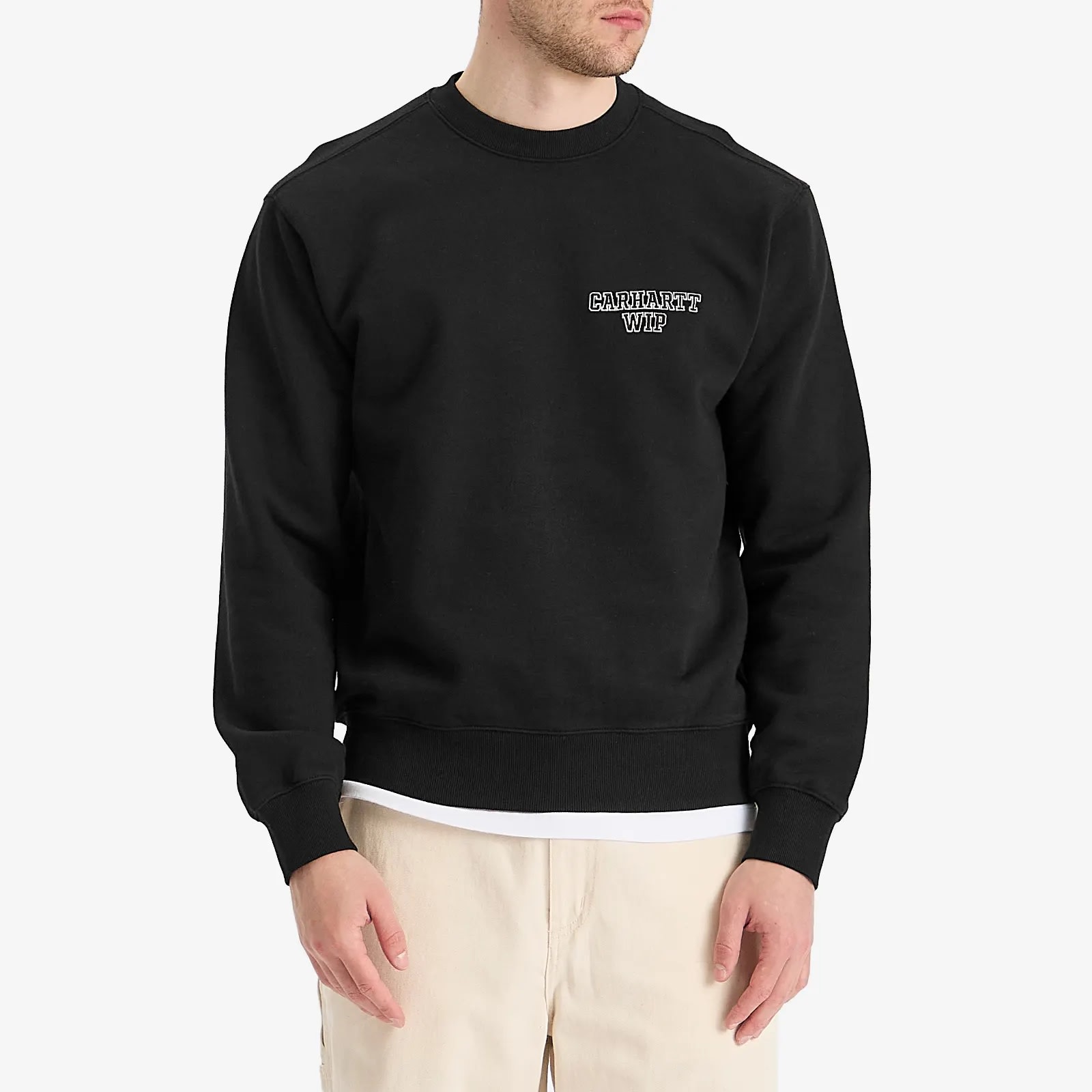 Carhartt Cotton Alumni Sweatshirt With Ribbed Cuffs And Hem In Black
