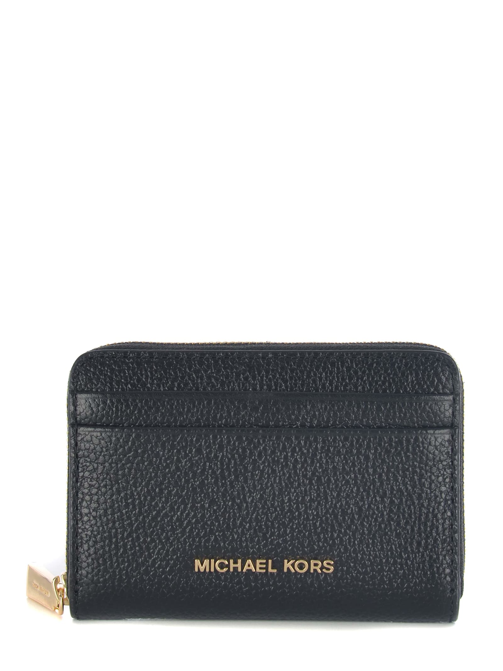 Michael Kors Wallet  Za Card Case Made Of Hammered Leather In Black