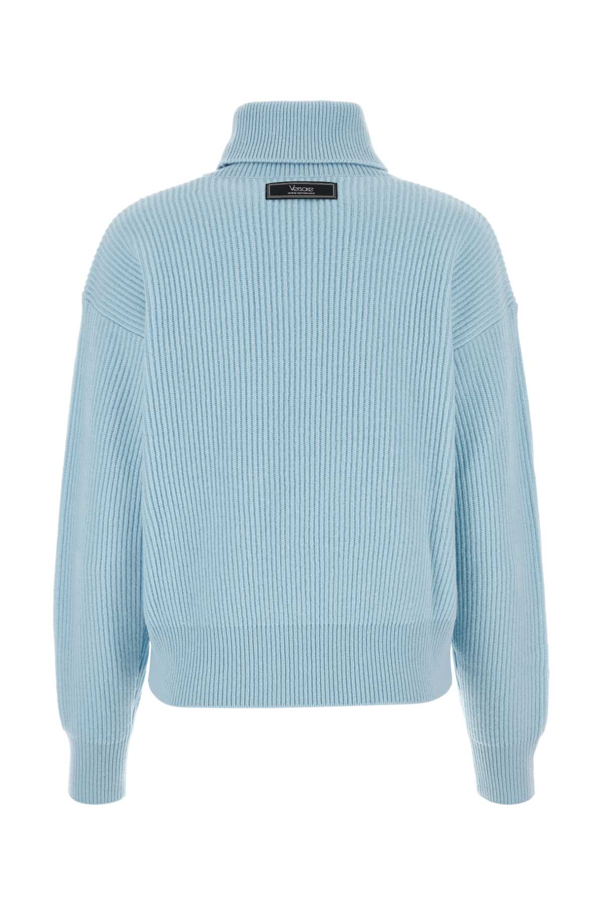 Shop Versace Light Blue Wool Sweater In Paleblue