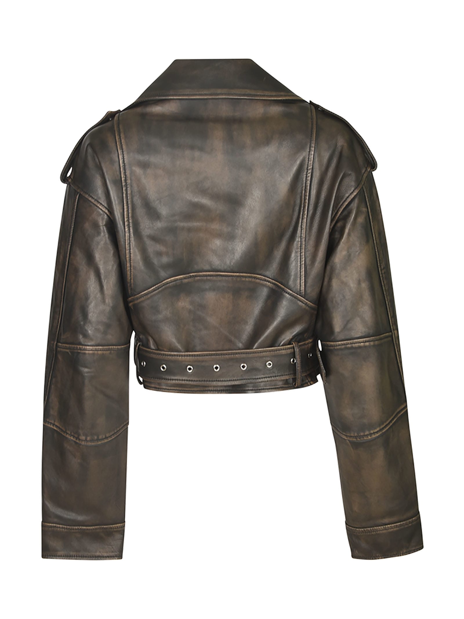 Sword 6.6.44 Belted Leather Jacket In Black