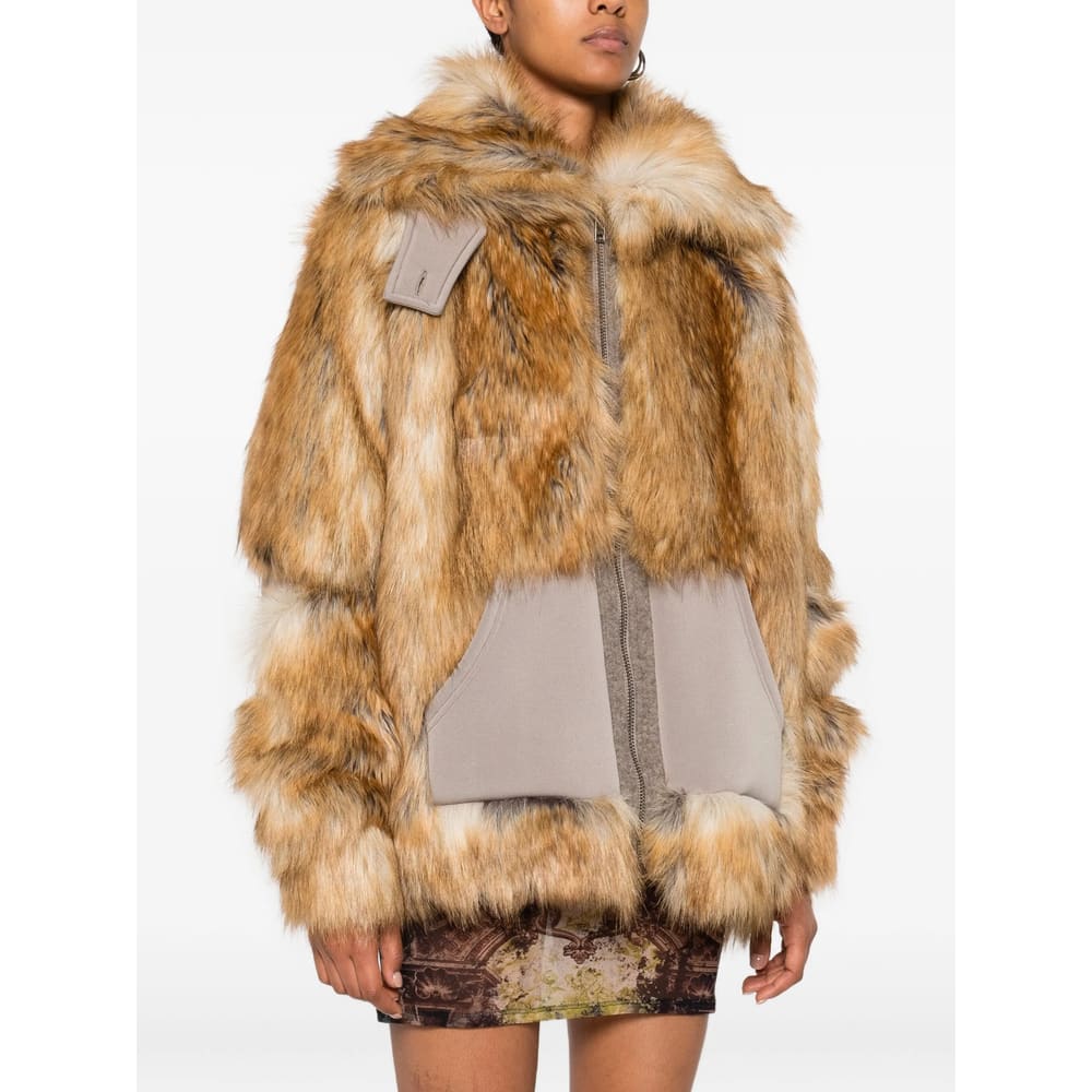 Ottolinger Womens Oversized Furry Faux-fur Jacket In Gold