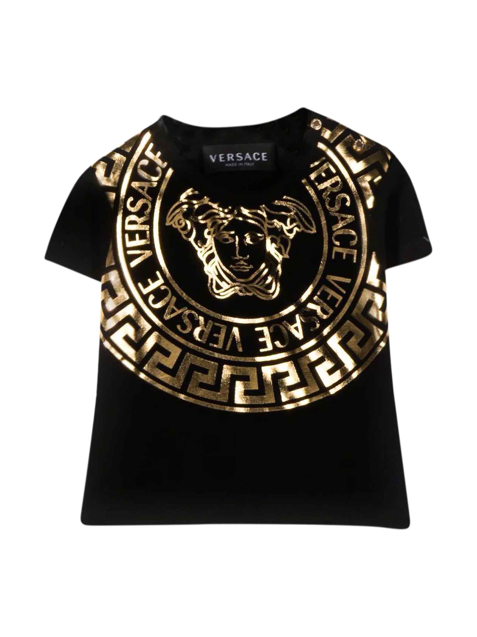 Versace Black And Gold Newborn T-shirt Kids