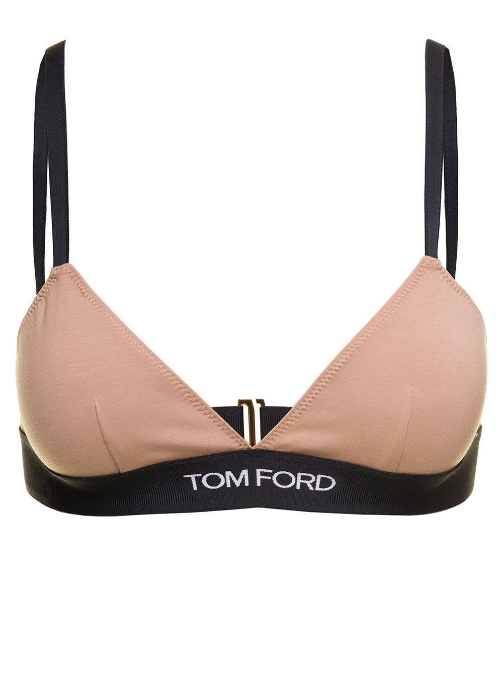 TOM FORD BEIGE TRIANGLE BRA WITH LOGO UNDERBAND IN JERSEY WOMAN