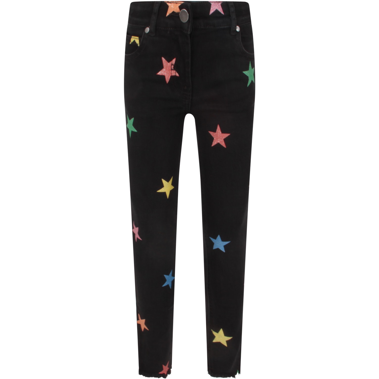 Stella McCartney Kids Black Jeans For Girl With Colorful Stars