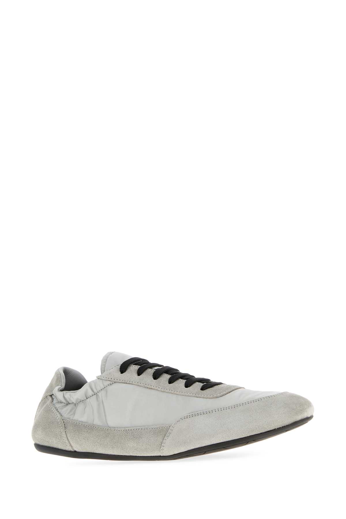 Prada Grey Re-nylon And Suede Collapse Sneakers In Gray