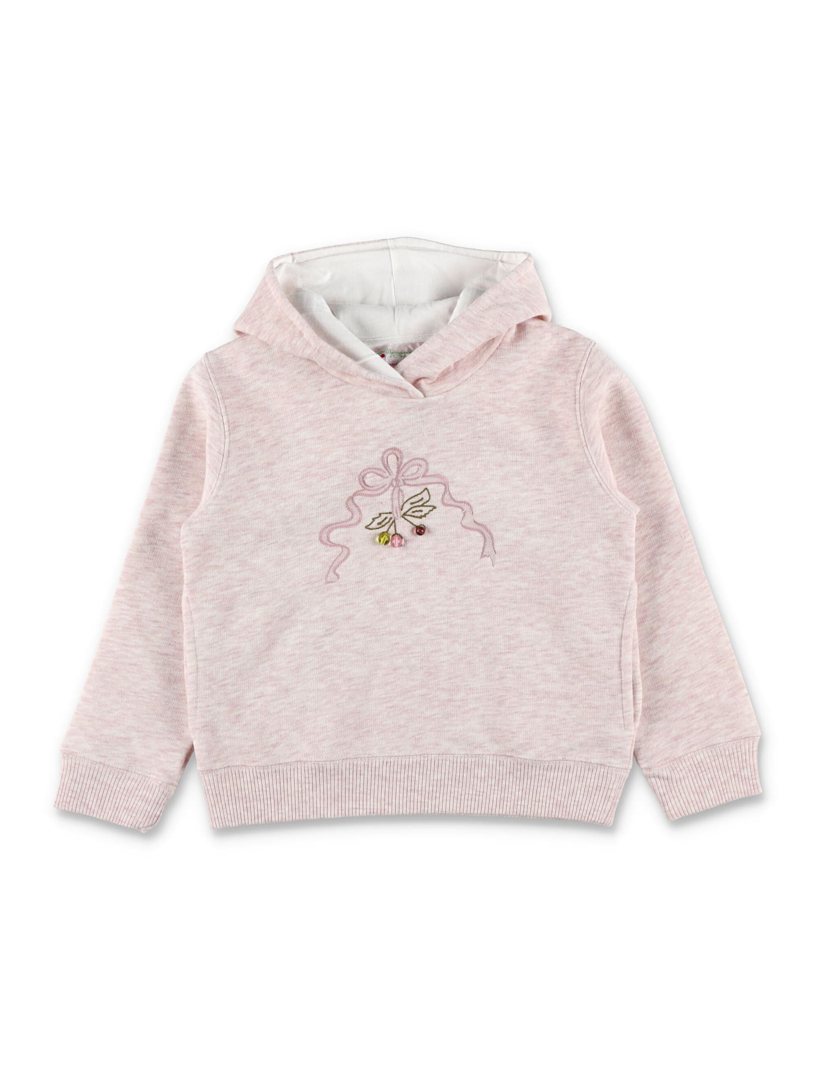 Bonpoint Tita Girls Embroidered Hoodie With Pearls In Pink