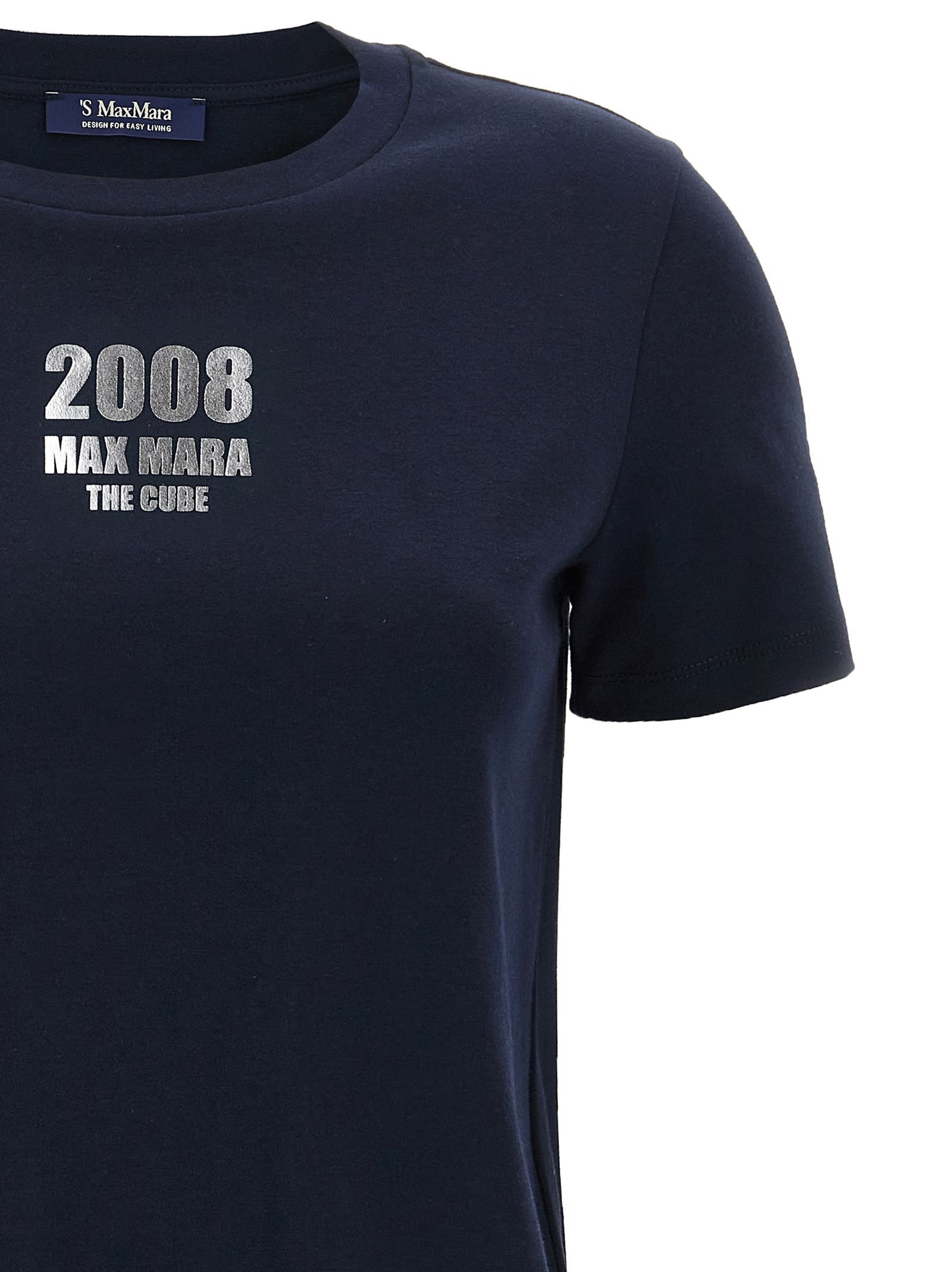 S Max Mara ' Logo Cotton T-shirt In Blue