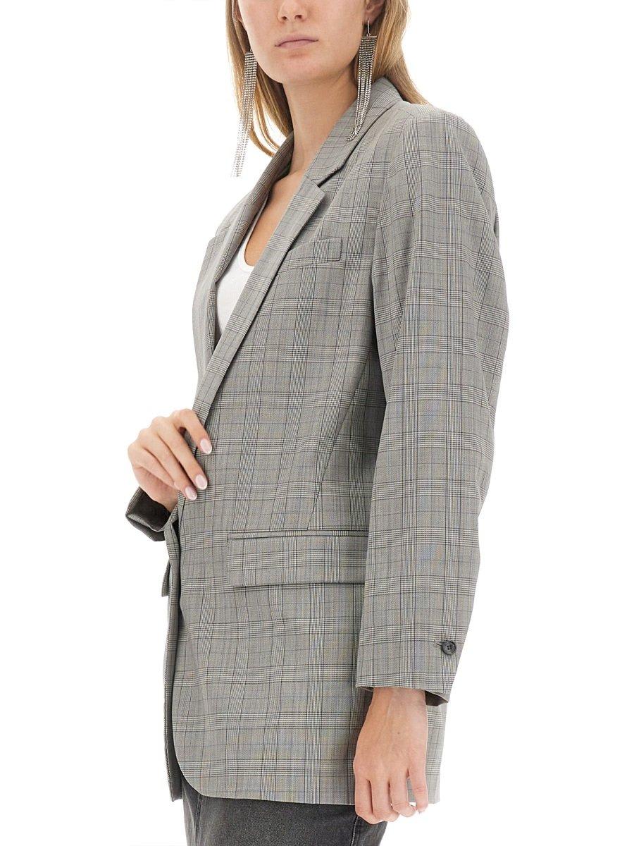Shop Isabel Marant Kenzy Checked Jacket In Grey