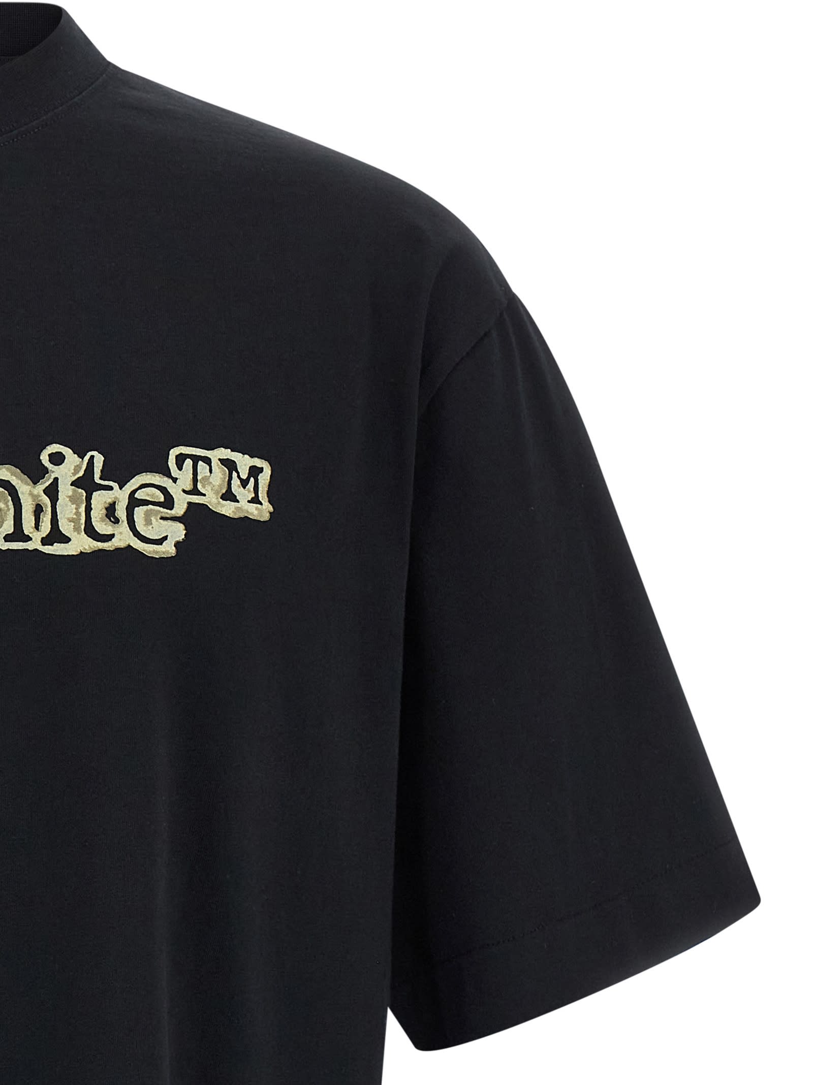 Off-white Cloudy Arrow Cotton Skate T-shirt In Black