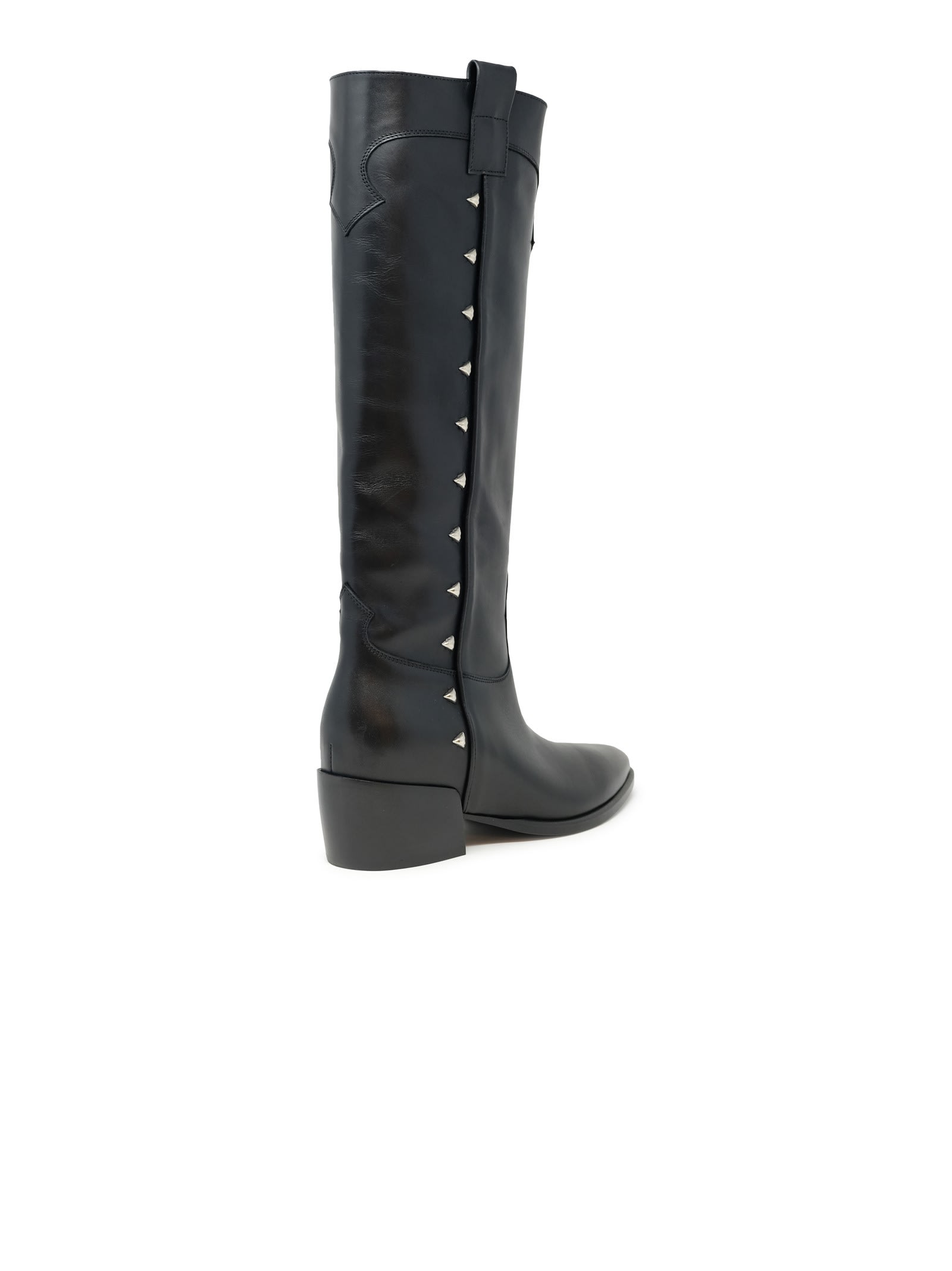 Shop Elena Iachi Black Leather Yvette Ankle Boots