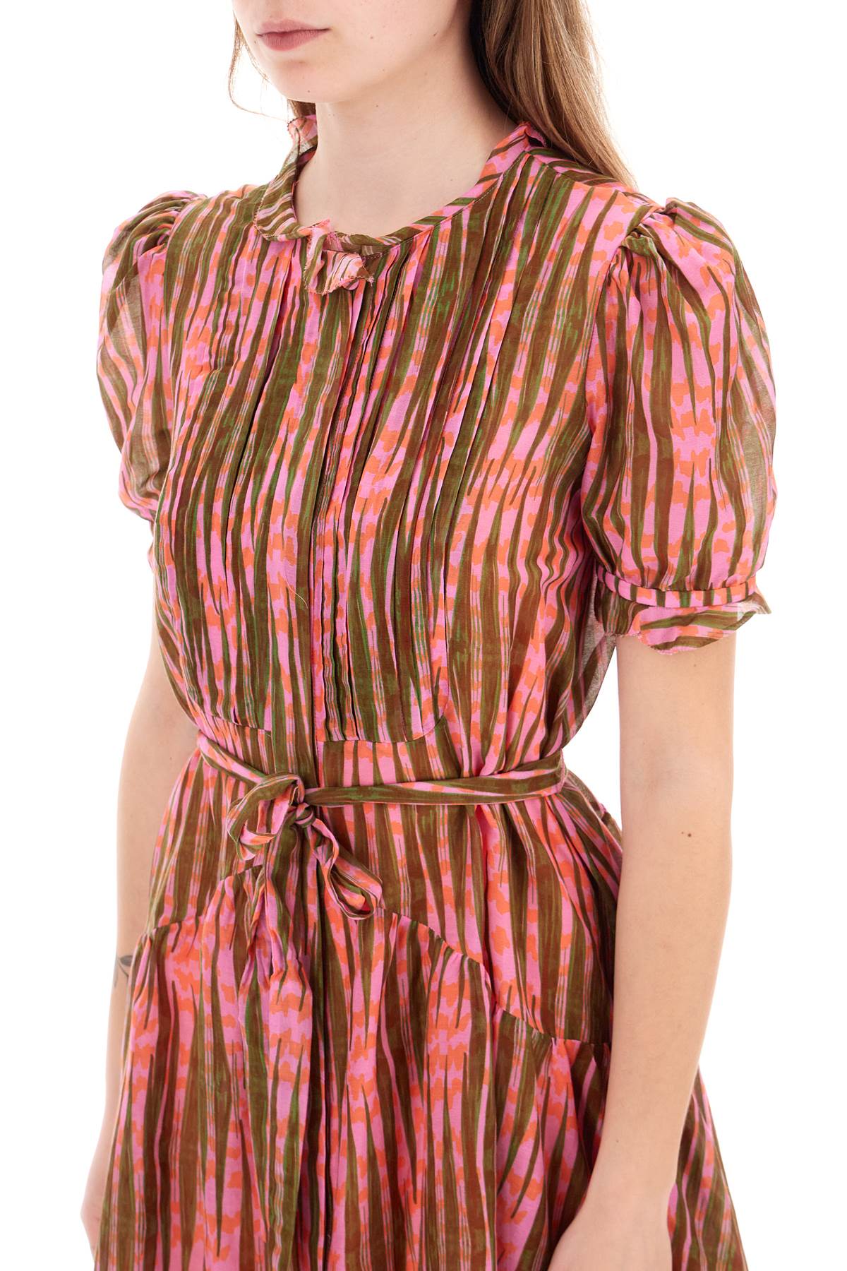Shop Saloni Penny Mini Shirt Dress In Tide Olive (fuchsia)