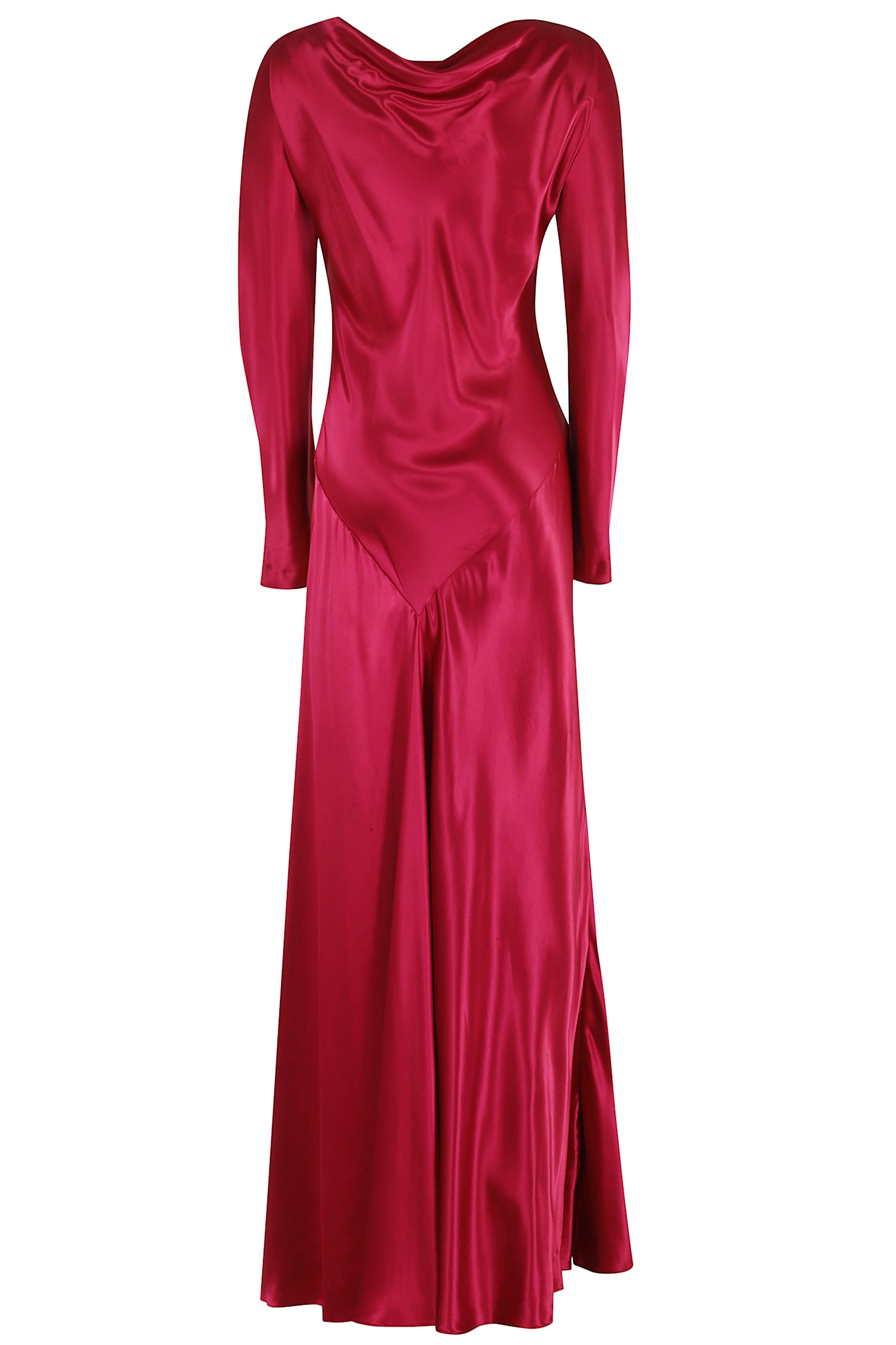 Alberta Ferretti Shiny Satin Dress In Burgundy