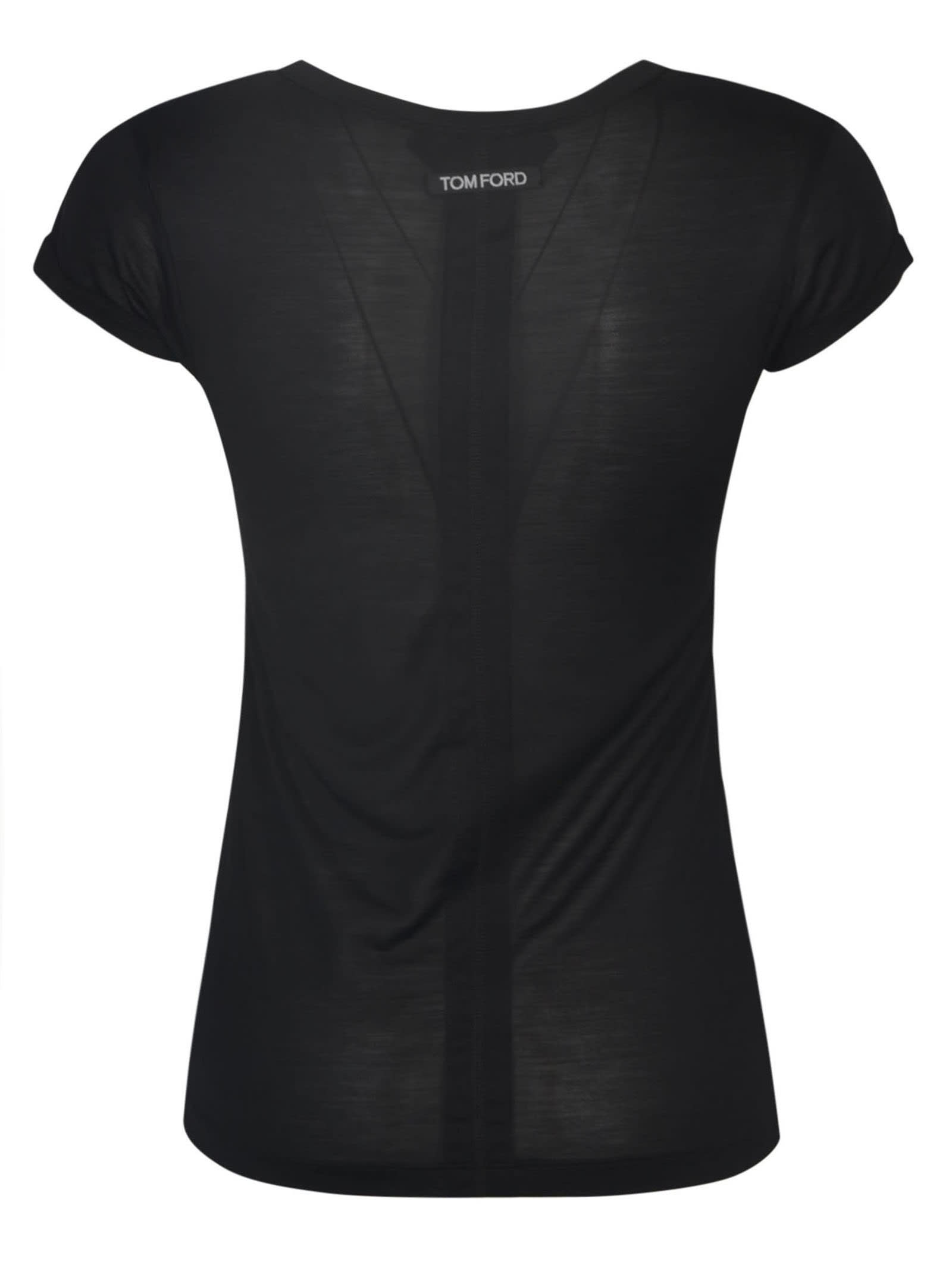 Shop Tom Ford Logo Chest T-shirt In Black/gold