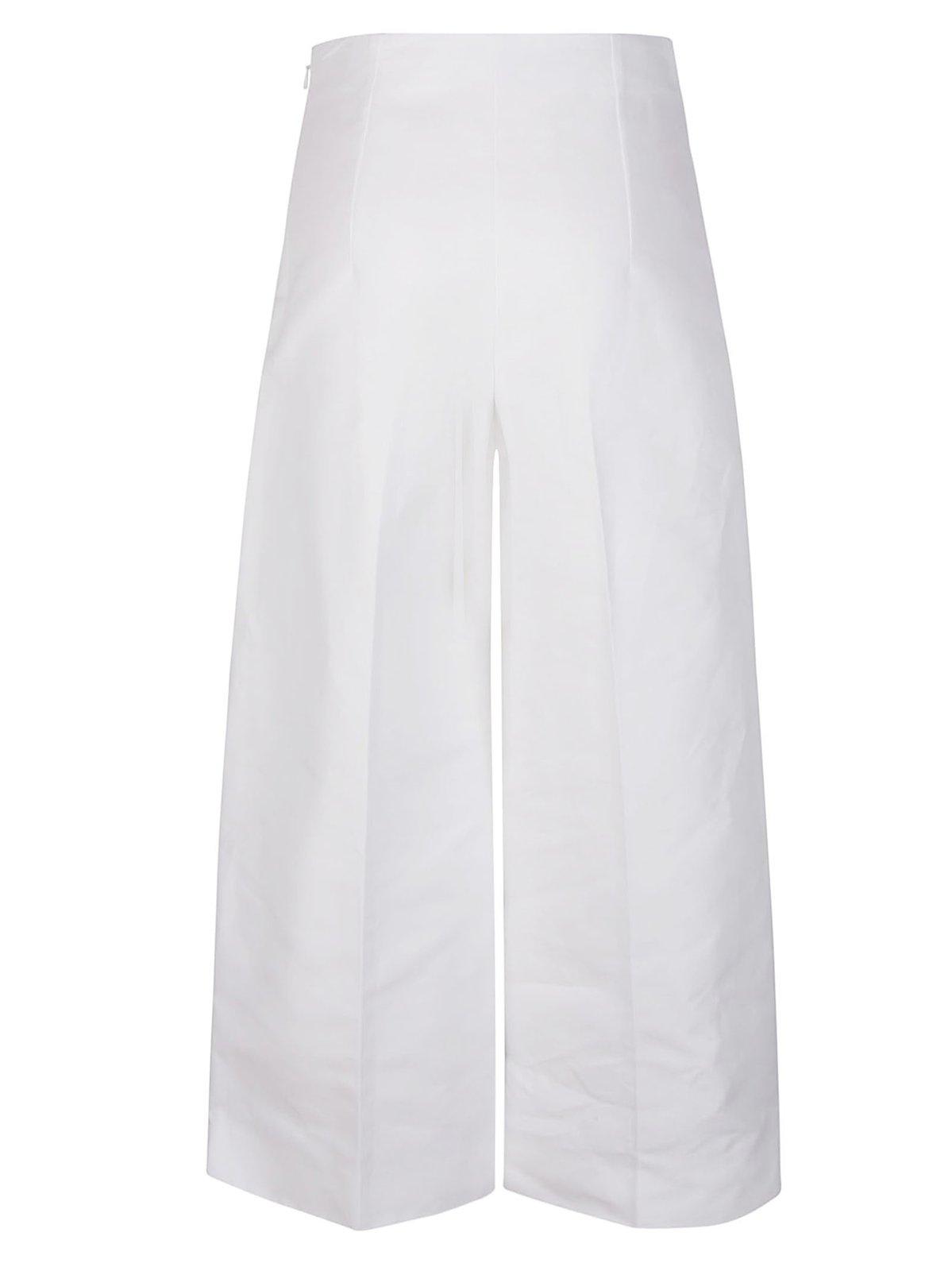 Shop Marni Pressed Crease Cropped Trousers In White