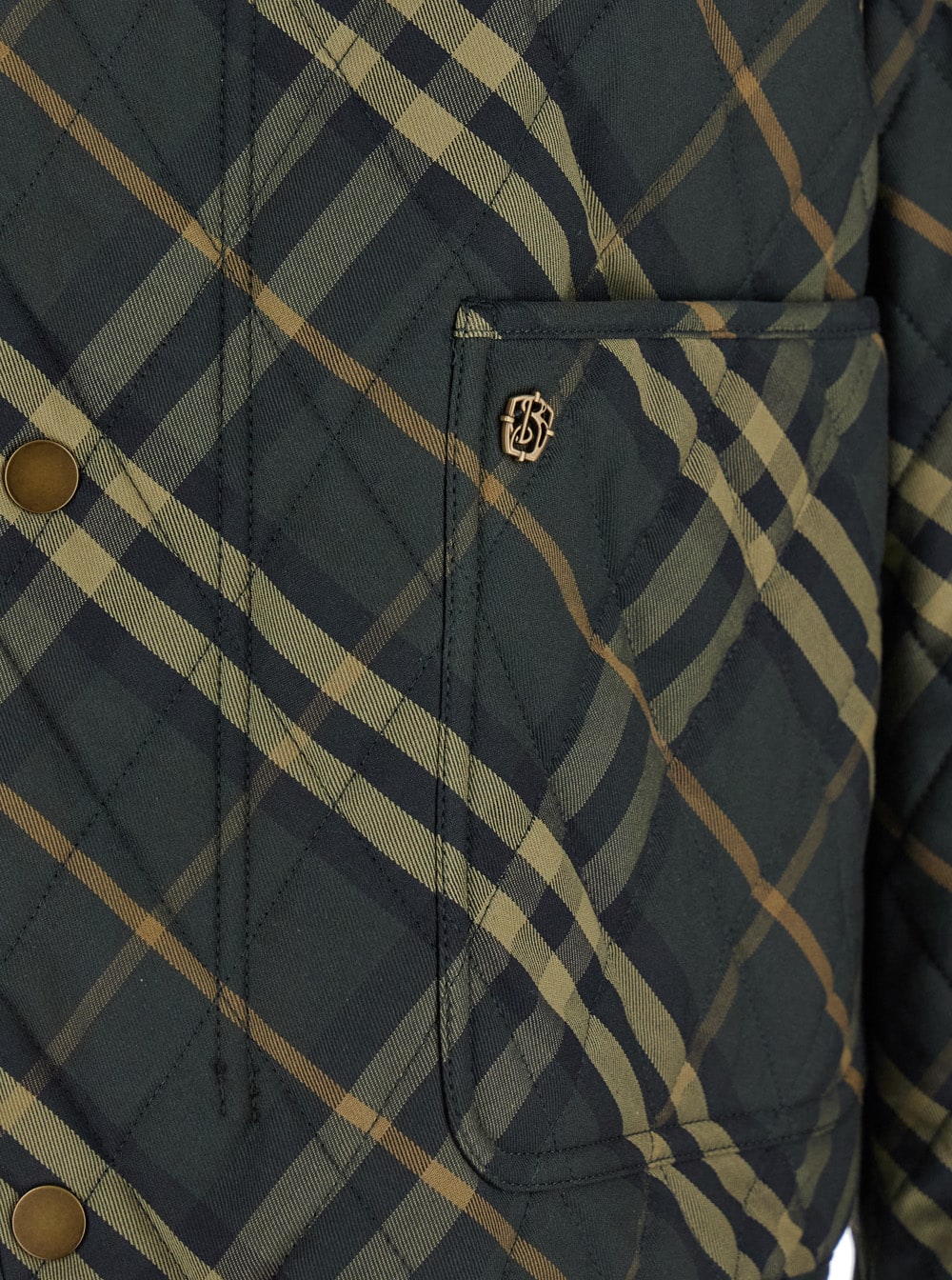 Shop Burberry Quilted Jacket With Corduroy Collar In Green