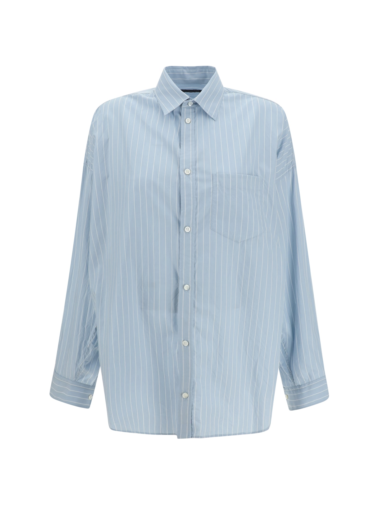 Shop Balenciaga Shirt In Light Blue/white