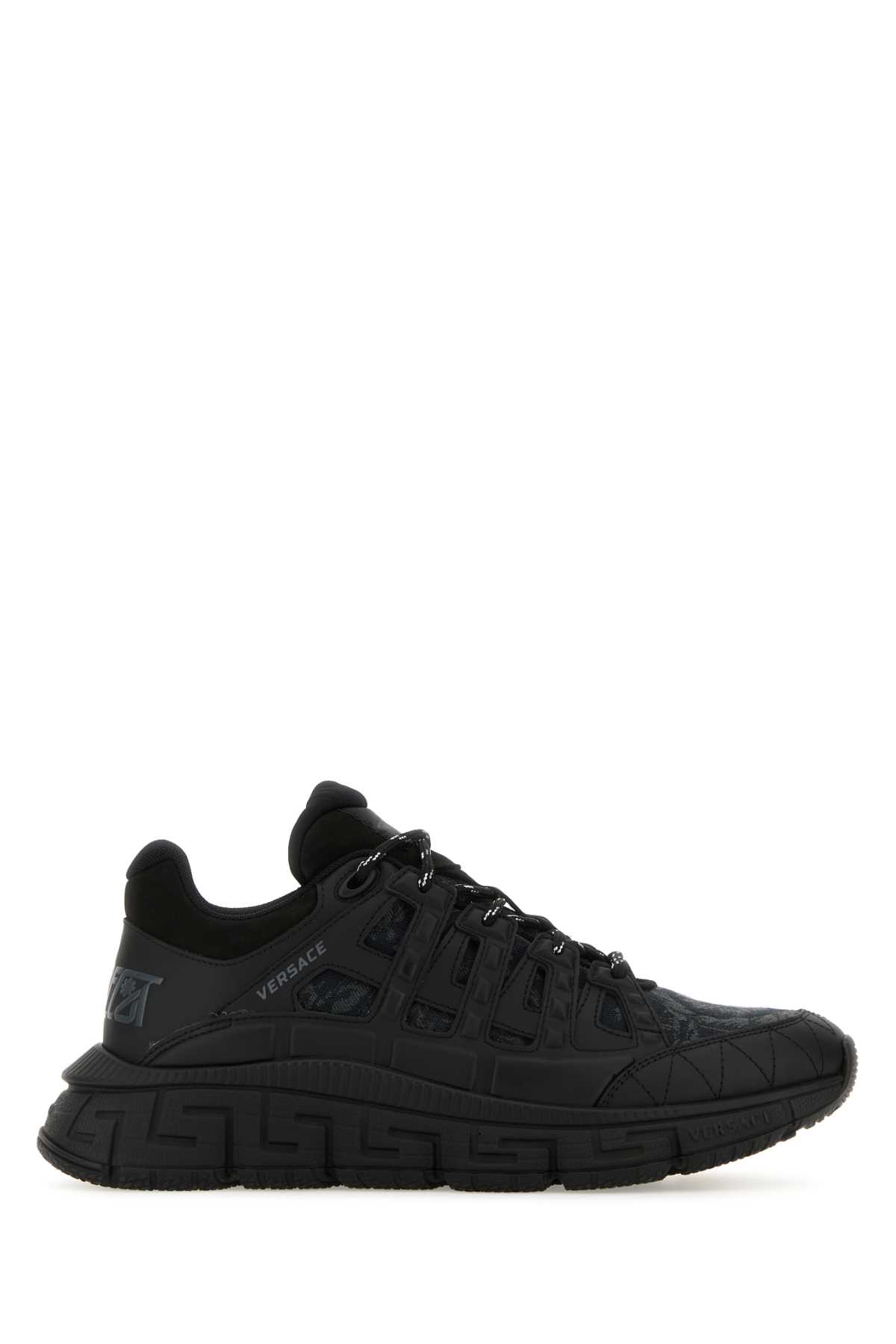 Shop Versace Black Trigreca Baroque Sneakers In Blackanthracite