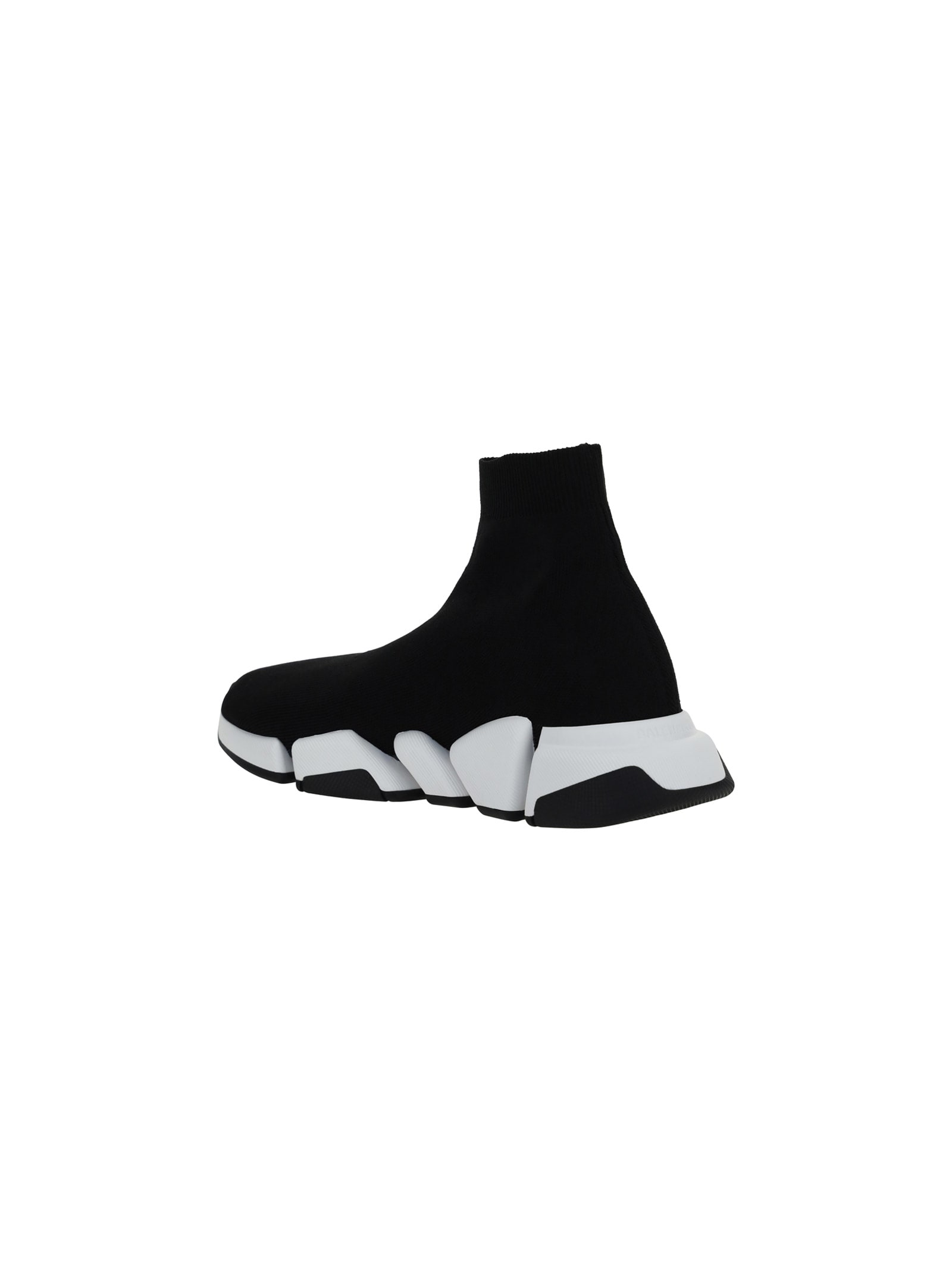 Balenciaga Speed 2.0 Logo-print Glittered Stretch-knit High-top Sneakers In Black