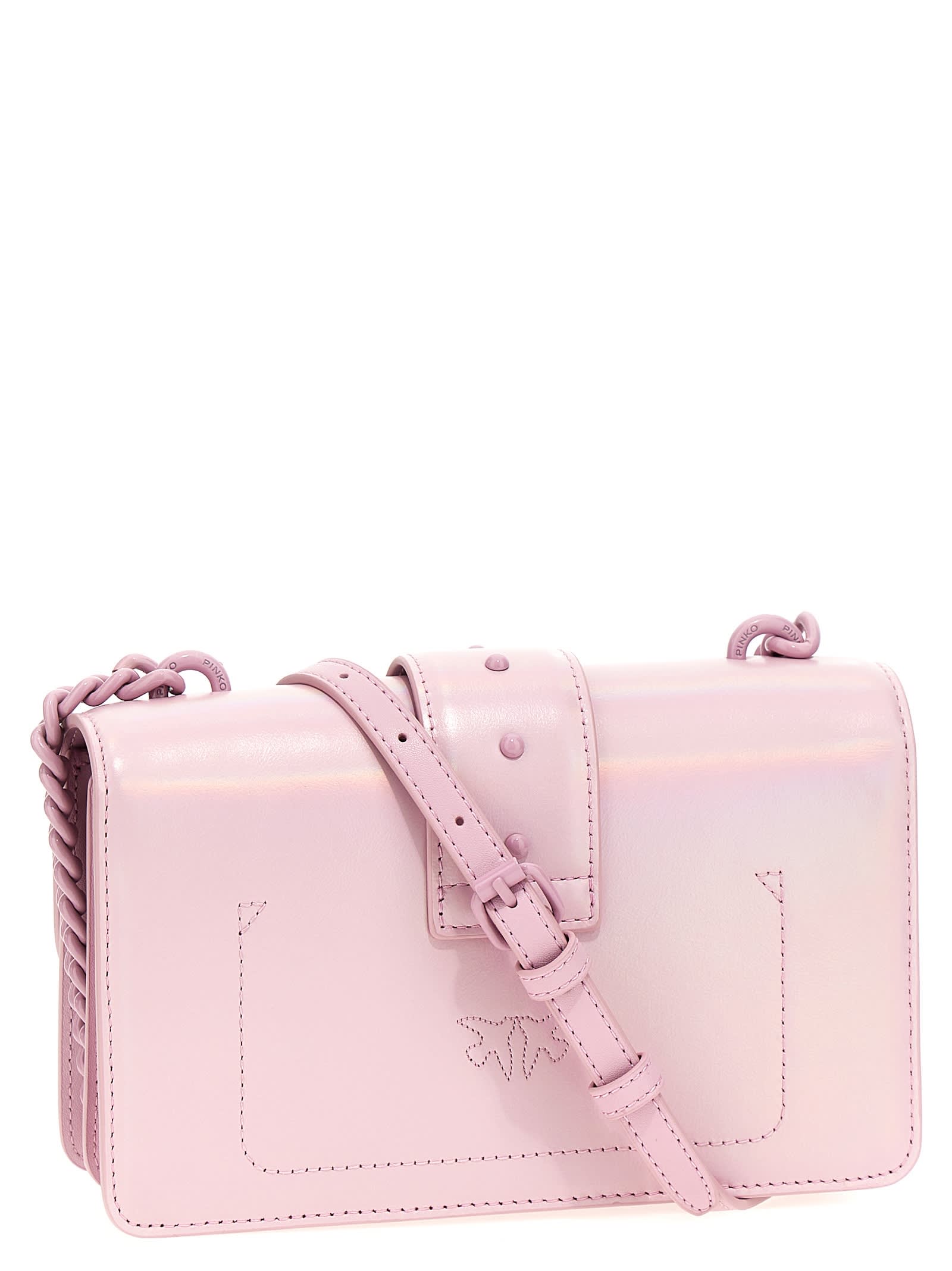 Shop Pinko Love One Mini Crossbody Bag In Purple