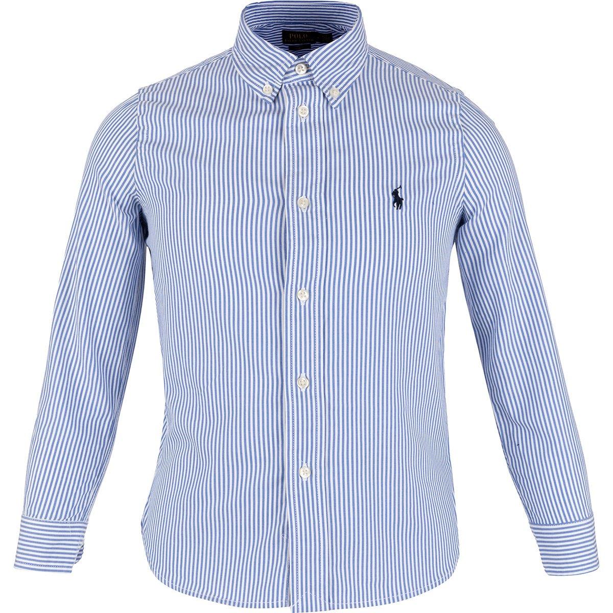 Ralph Lauren Kids' Striped Long-sleeved Shirt In Blue