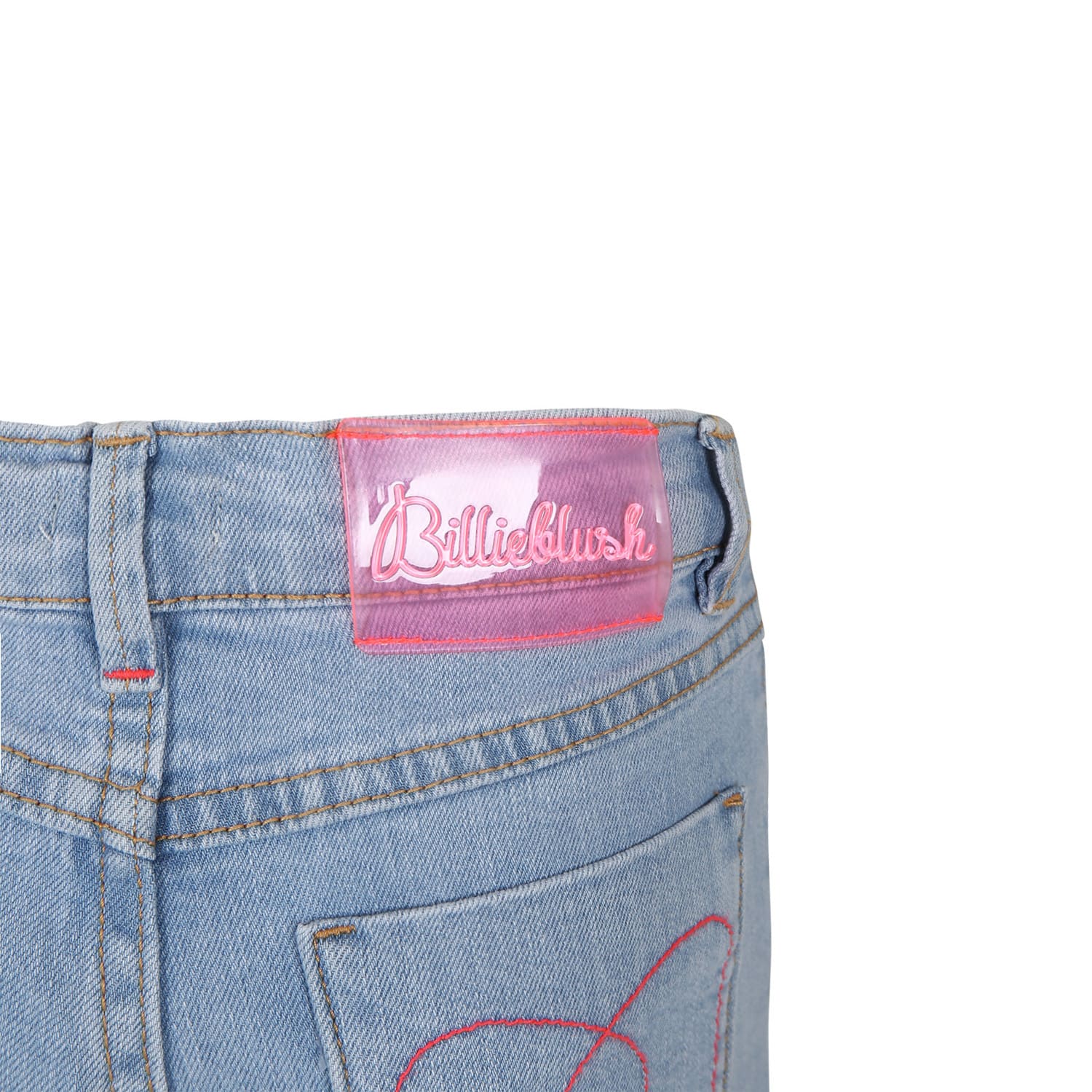 Billieblush Denim Jeans For Girl With Sequin Patches In Denim