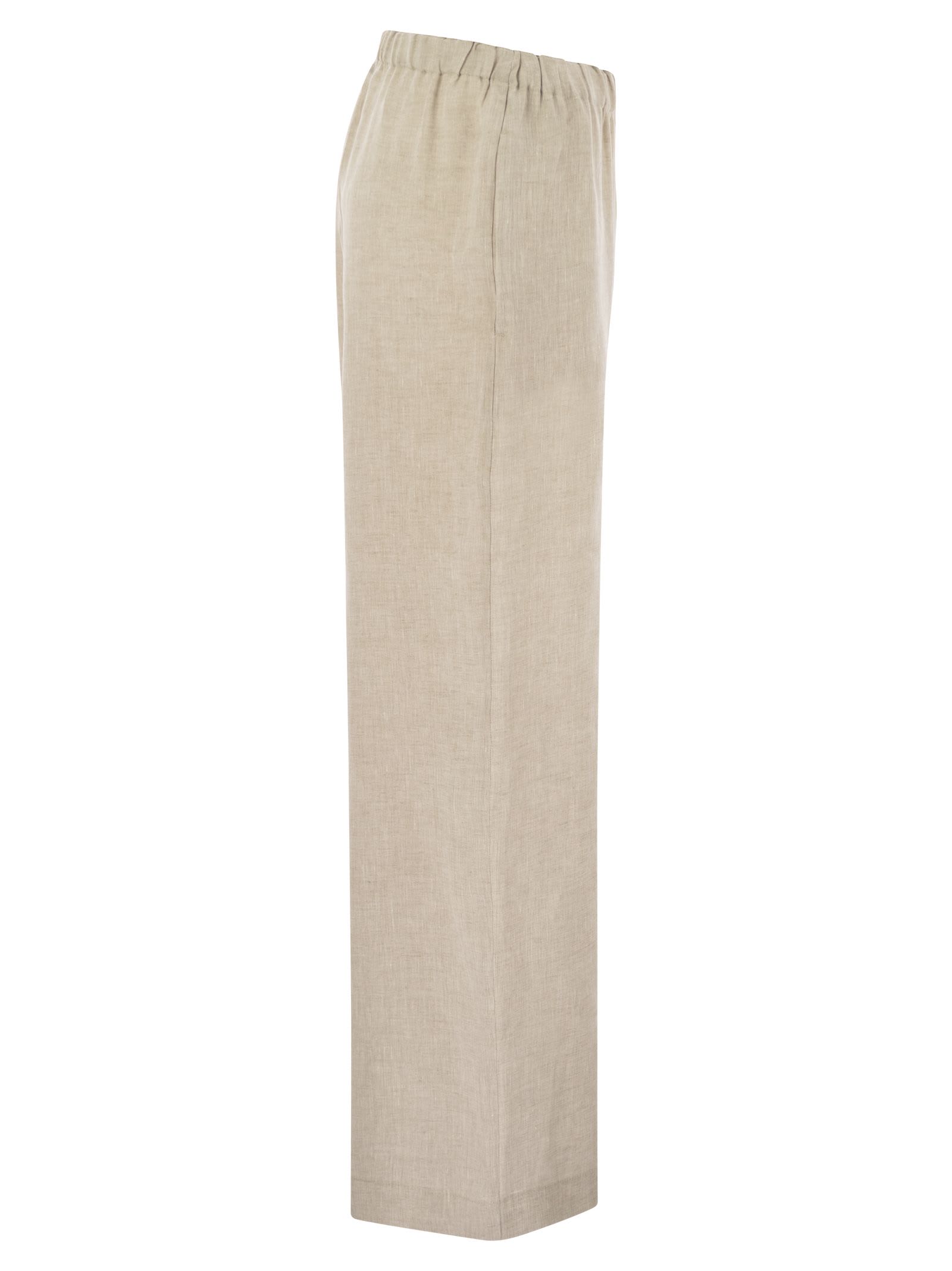 Shop Fabiana Filippi Linen Trousers In Greige