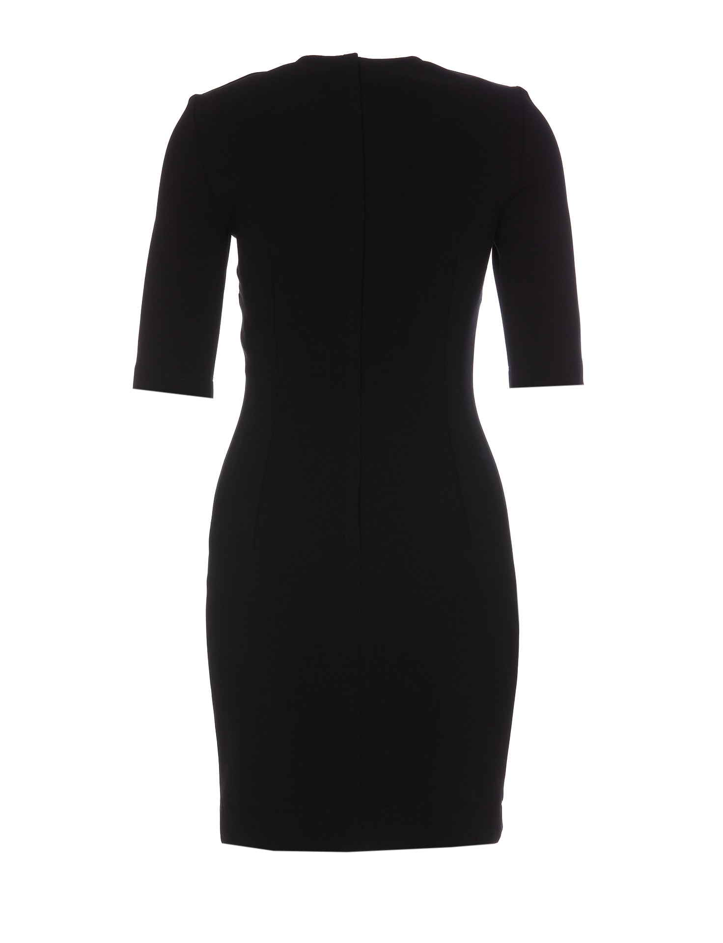 Dolce & Gabbana Black Mini Dress With Short Sleeves And Neckline Detail In Viscose Blend Woman In Black
