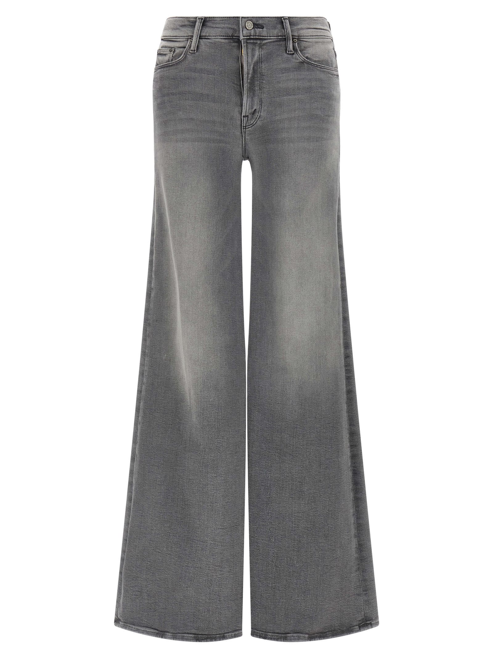 Mother Wide-leg Jeans Five-pocket Design In Gray