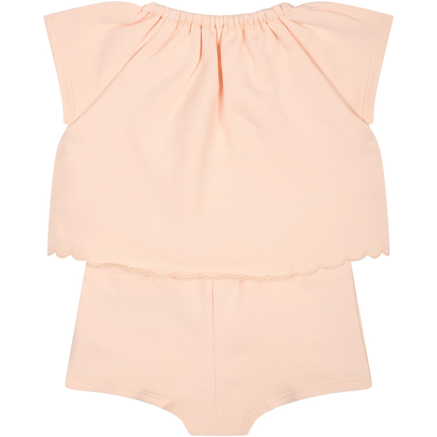 Shop Chloé Pink Sports Suit For Baby Girl With Logo