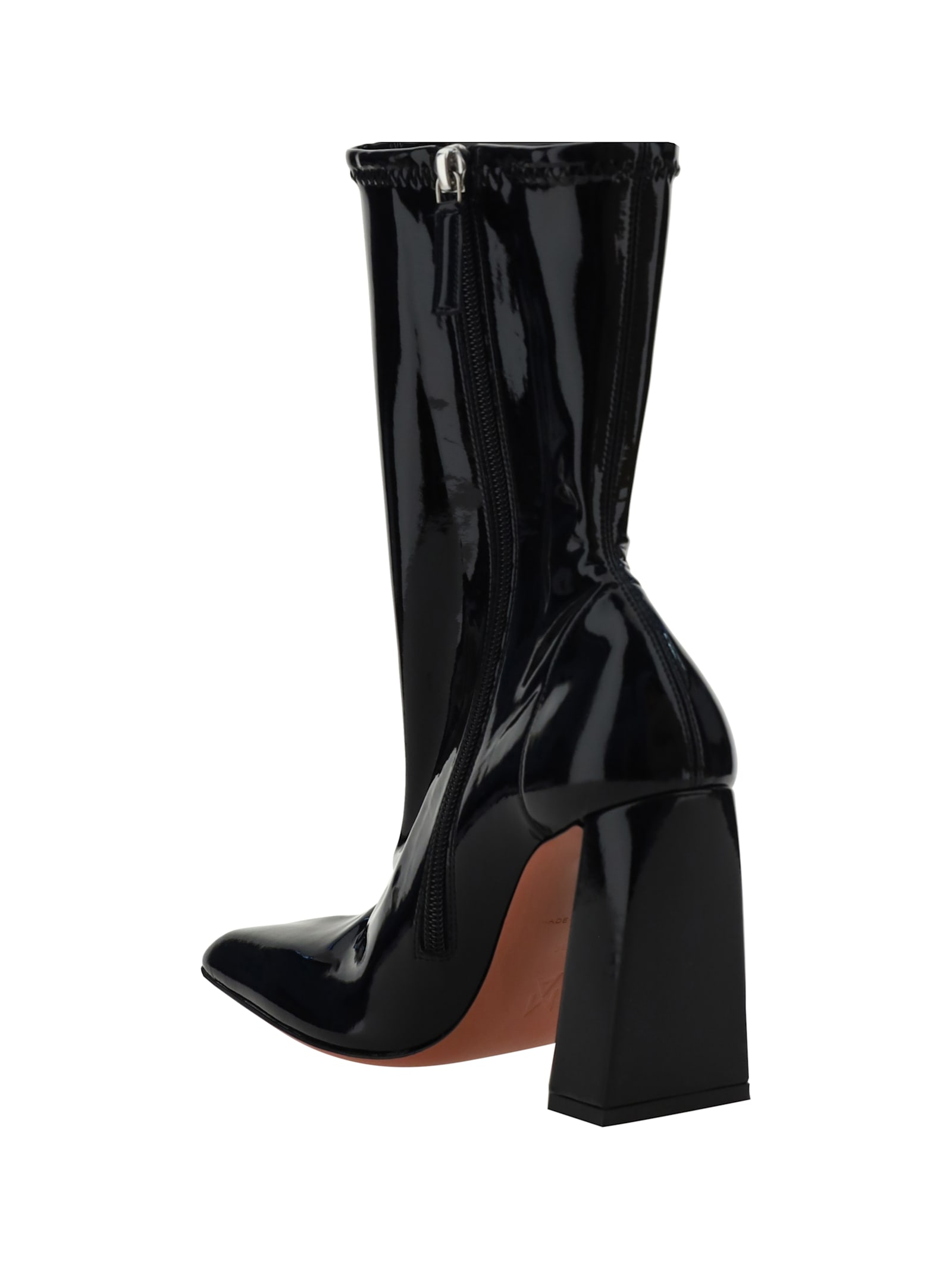 Shop Amina Muaddi Marine Ankle Boots In Latex Black