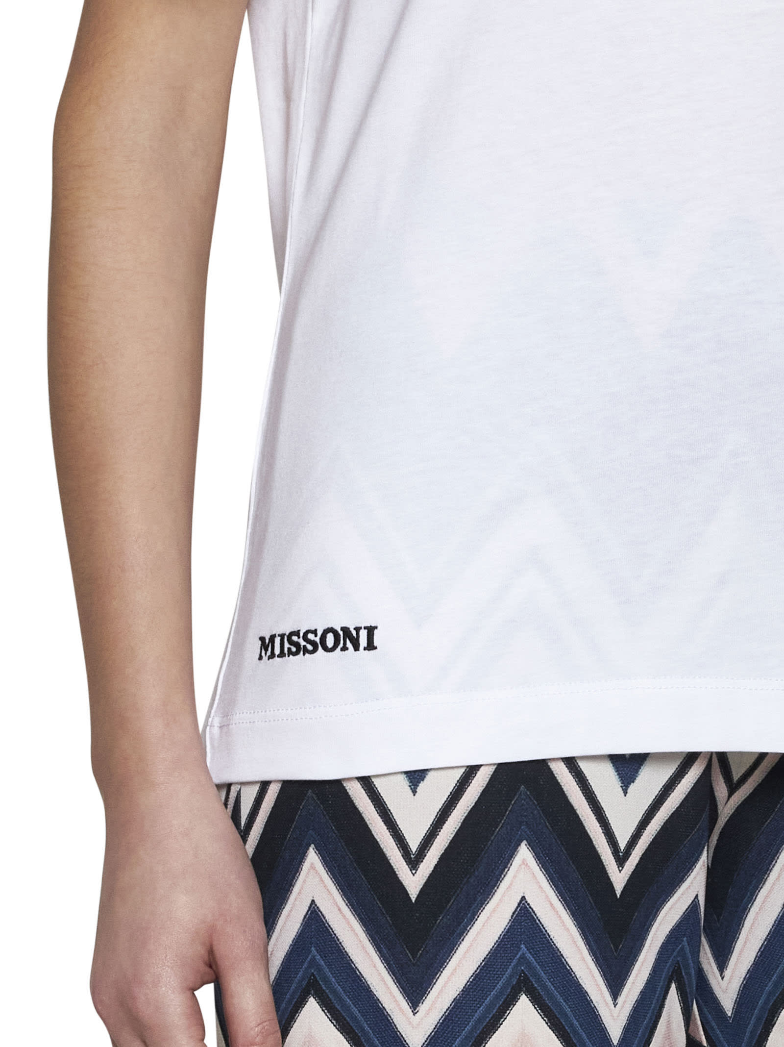Shop Missoni T-shirt In Lgt Tone Multic White