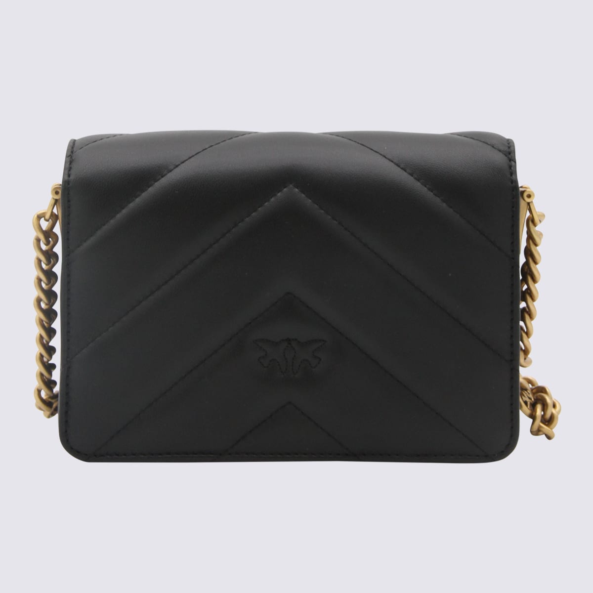 Shop Pinko Black Leather Mini Love Back Click Shoulder Bag