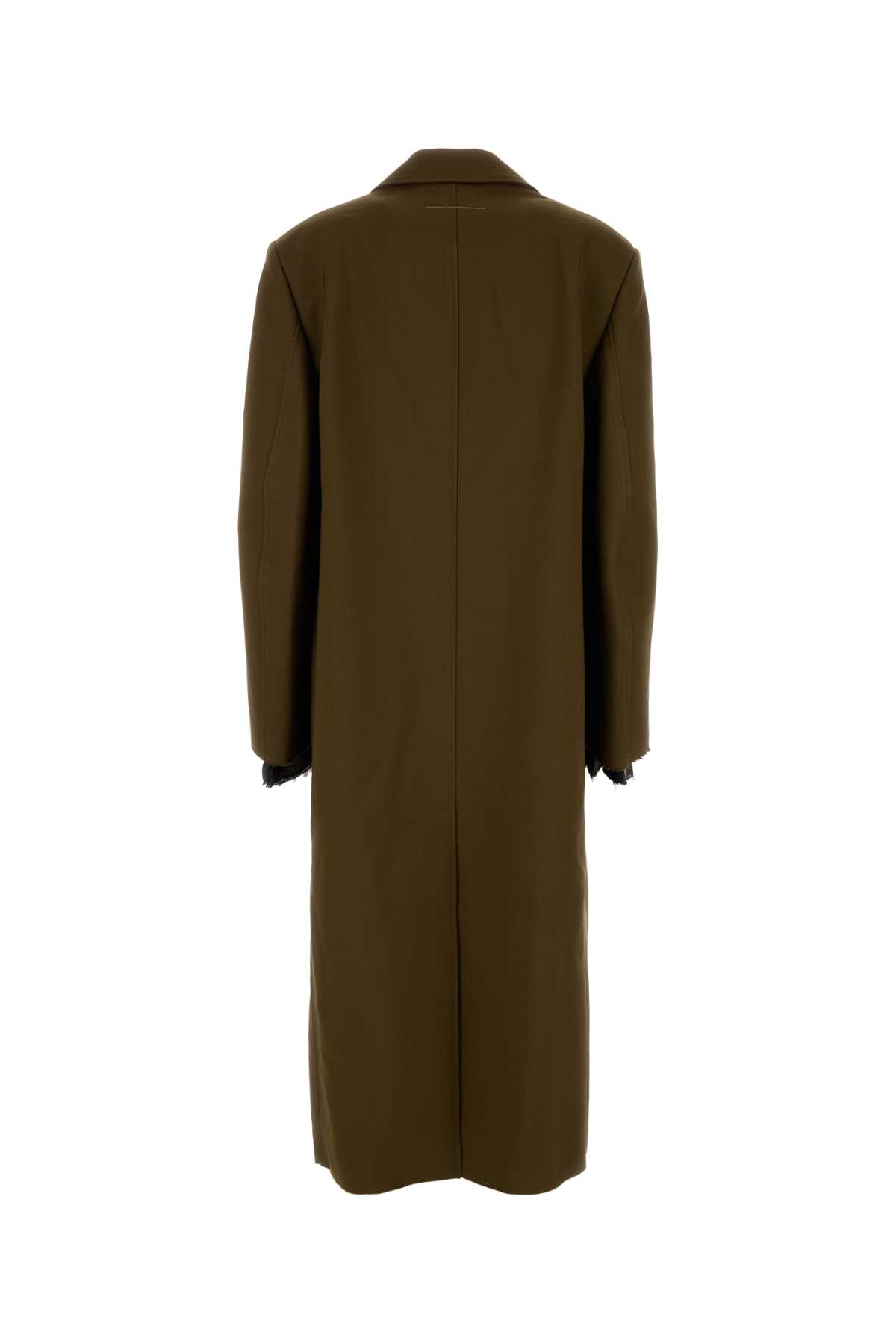 Mm6 Maison Margiela Mud Polyester Coat Back Vent In Khaki