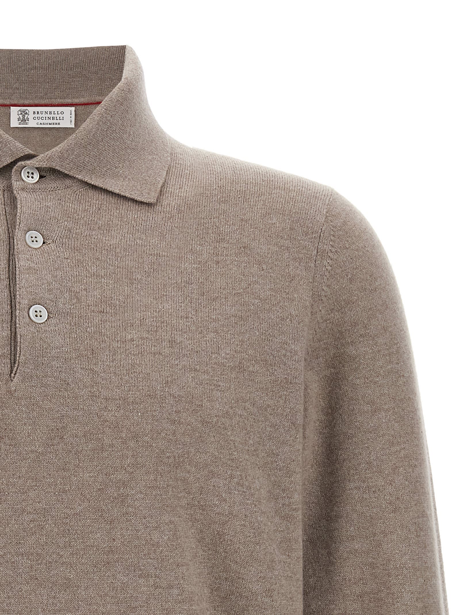 Brunello Cucinelli Cashmere Polo Ribbed Collar Cuffs Hem In Green