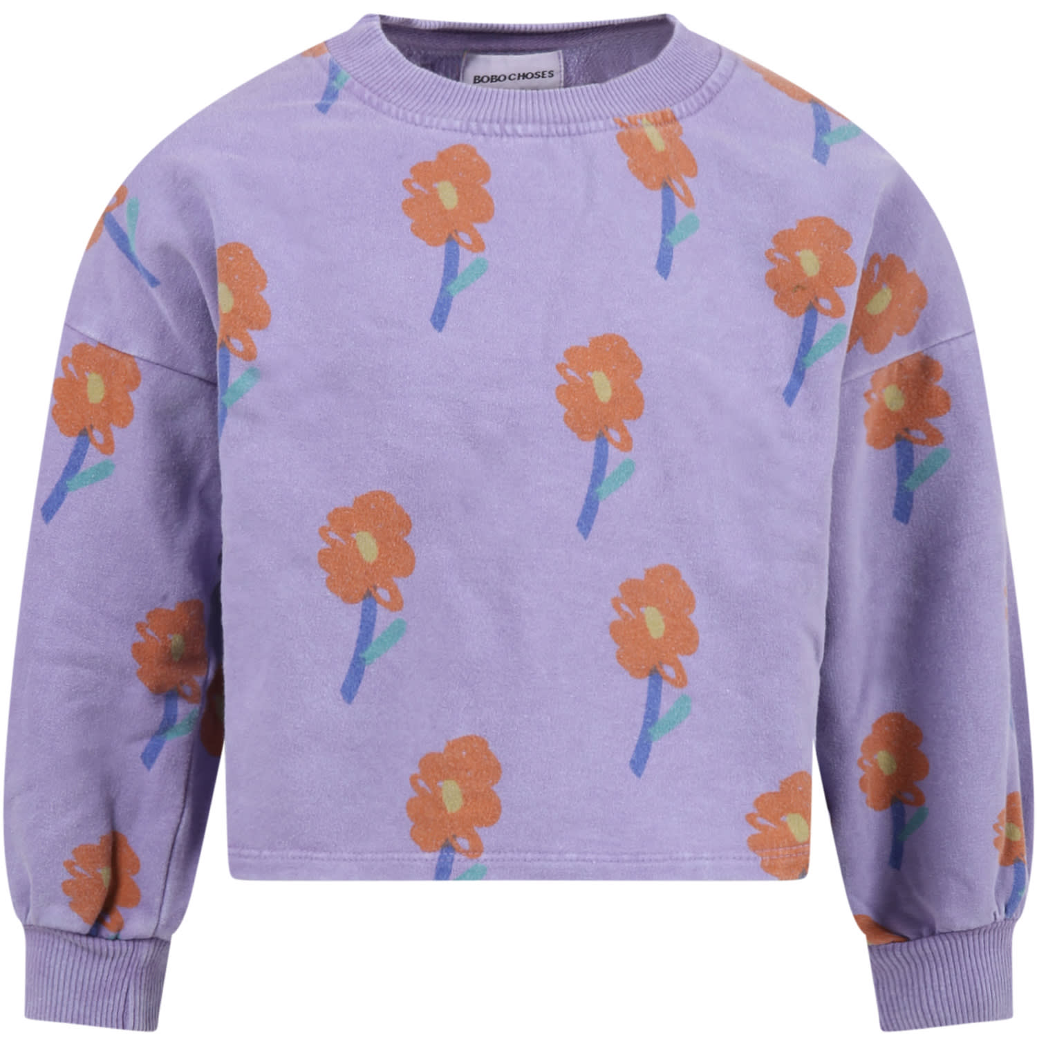 Bobo Choses Purple Sweatshirt For Girl With Flowers