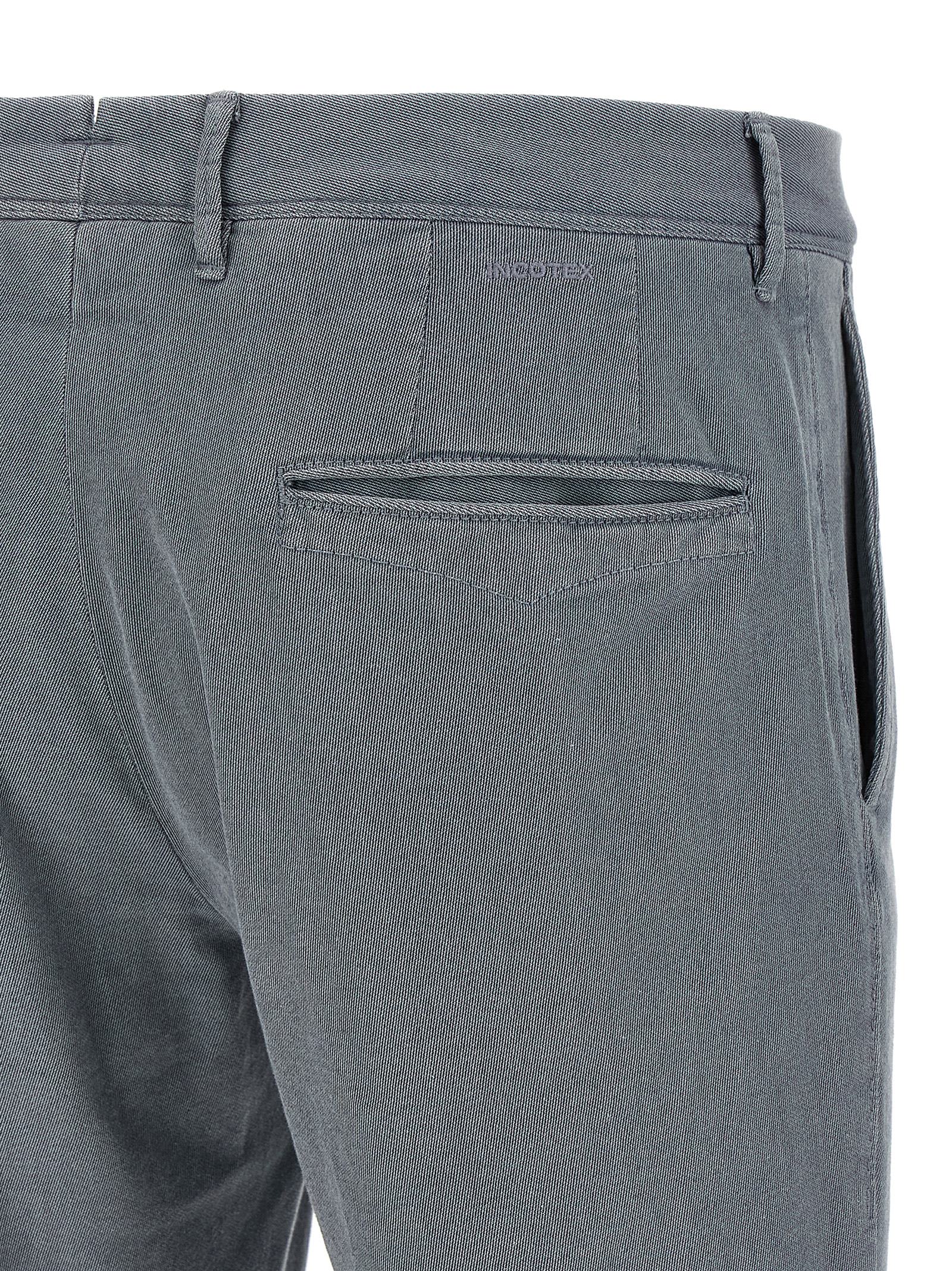 Incotex Cotton Twill Pants With Front And Back Pockets